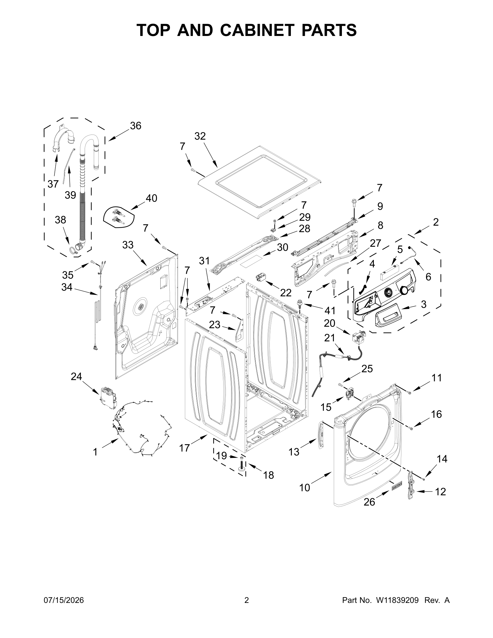 TOP AND CABINET PARTS