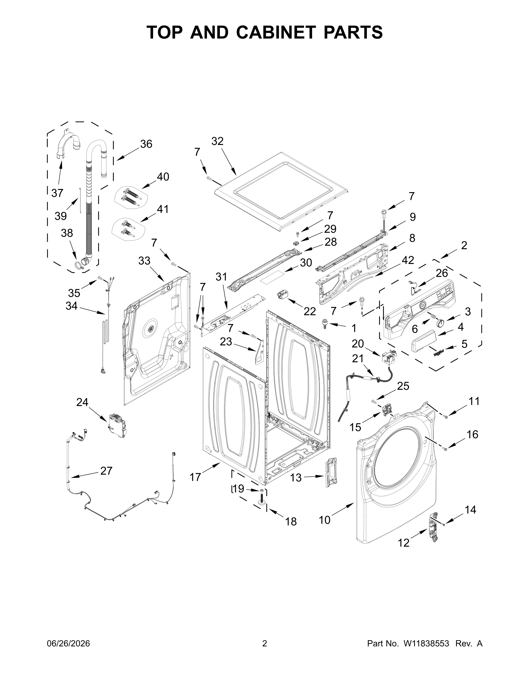 TOP AND CABINET PARTS