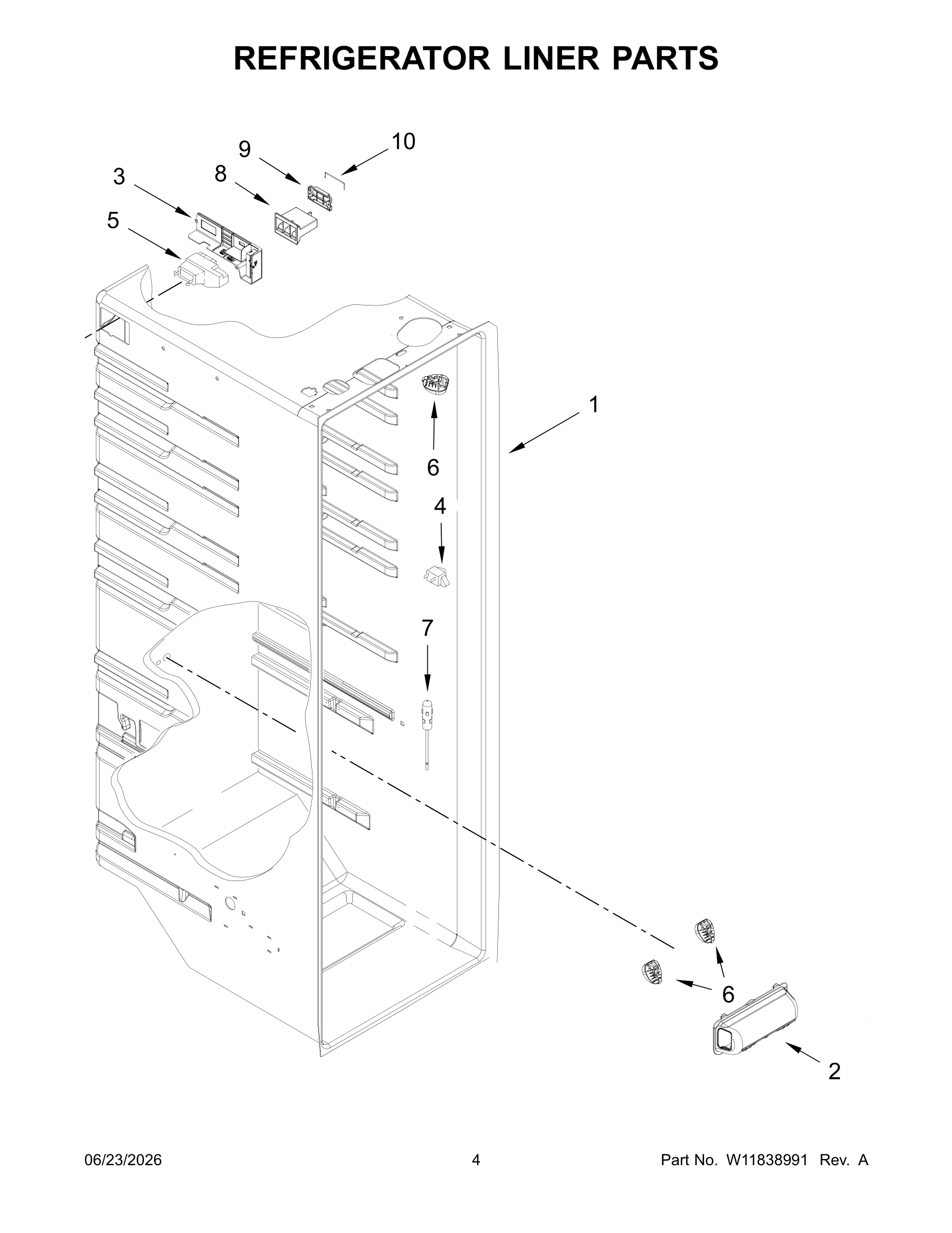 REFRIGERATOR LINER PARTS