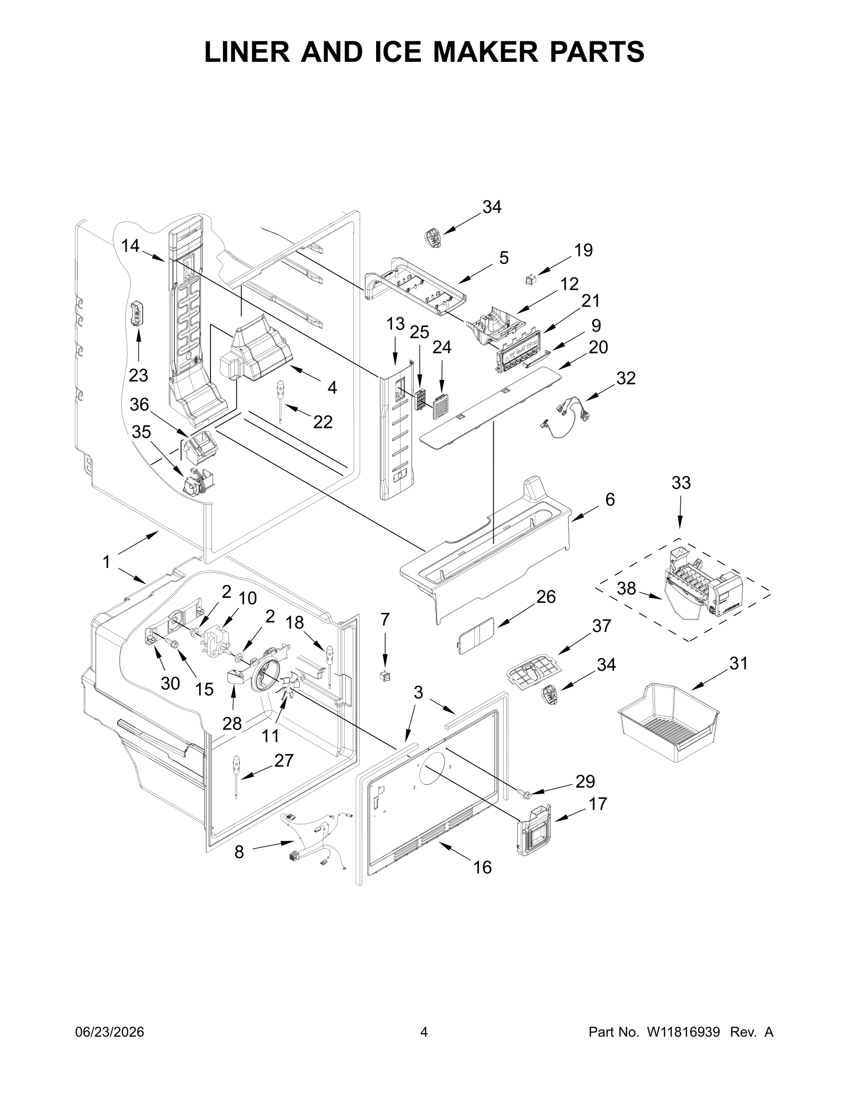 LINER AND ICE MAKER PARTS