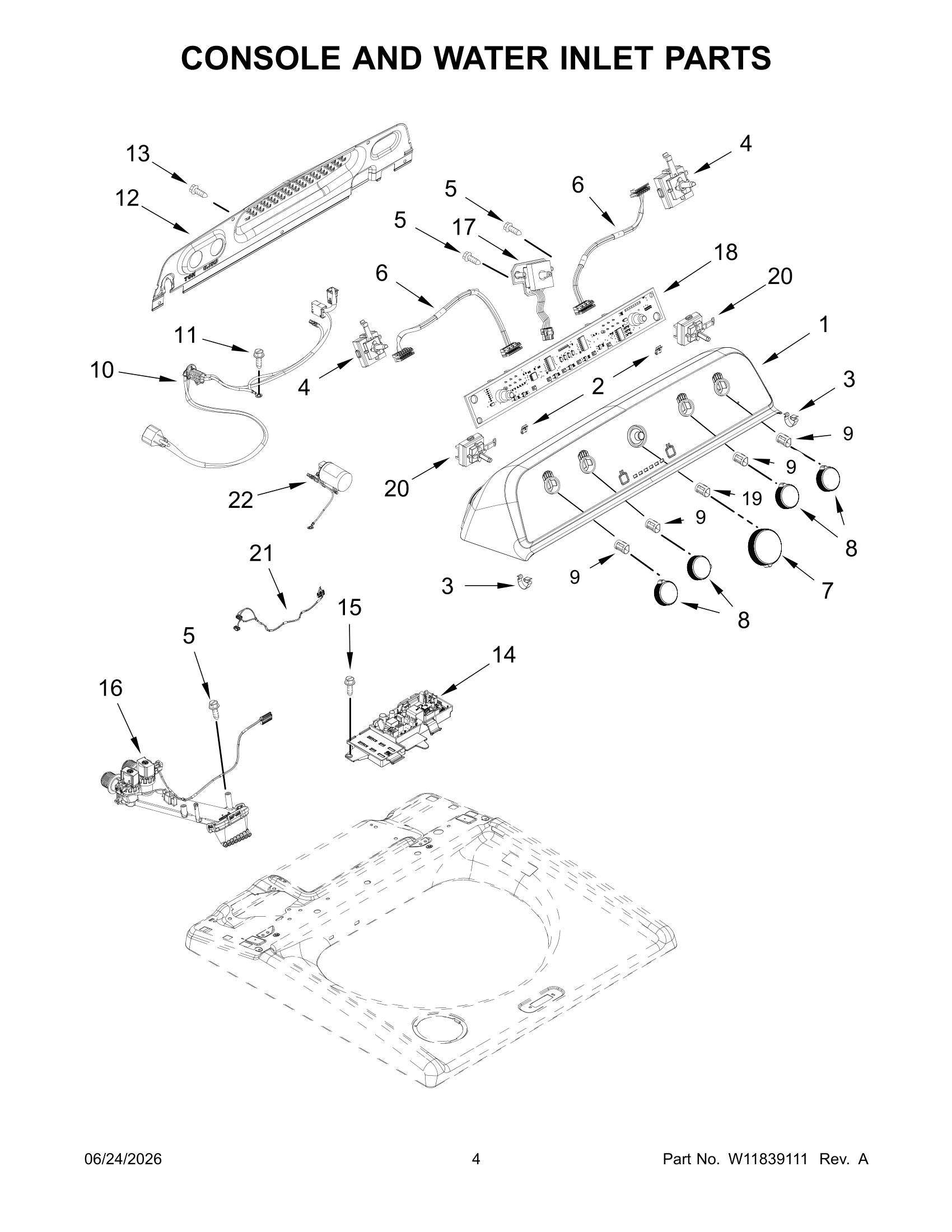 CONSOLE AND WATER INLET PARTS