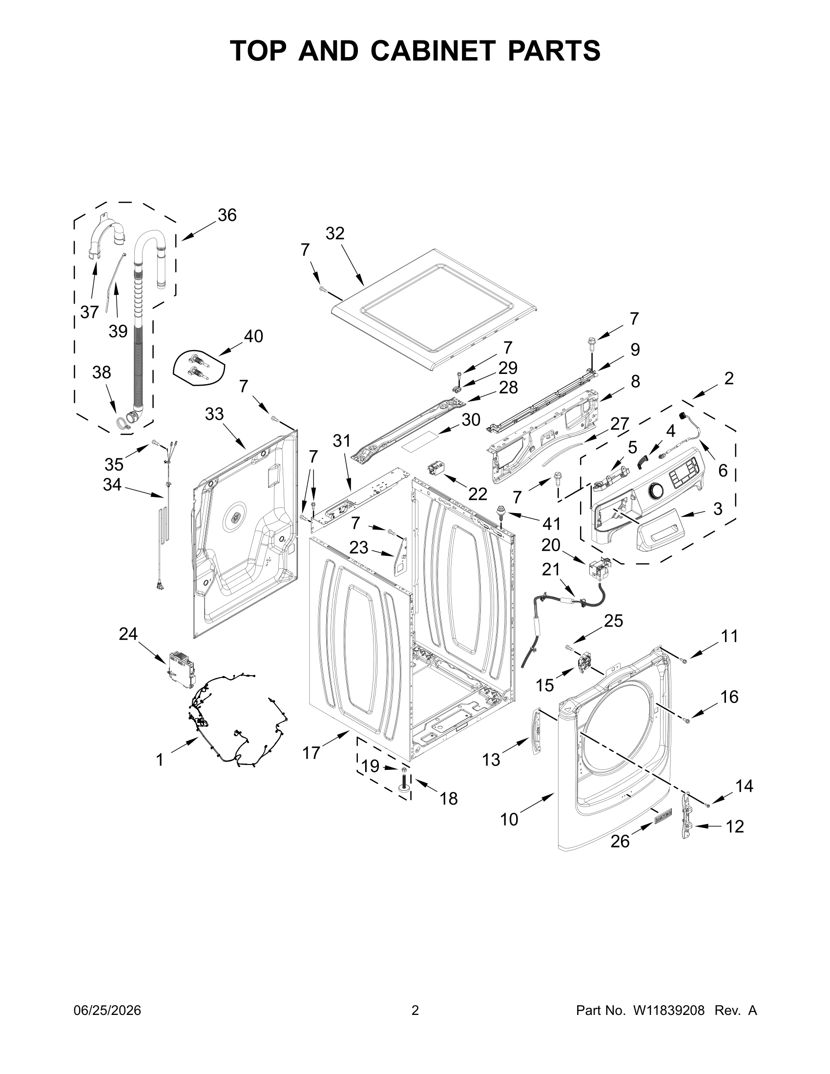 TOP AND CABINET PARTS