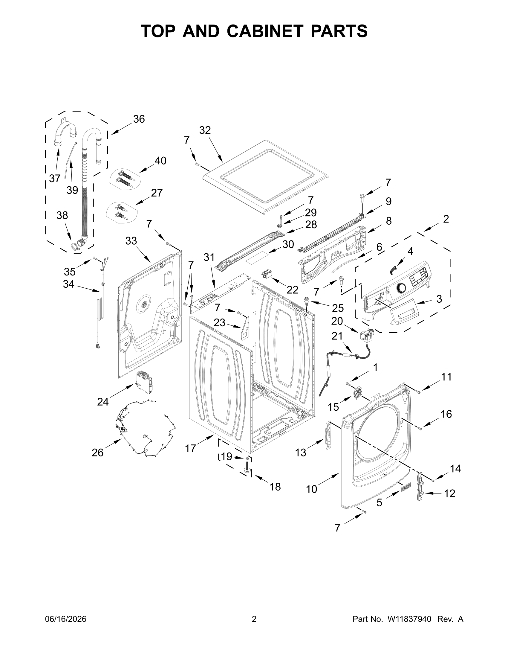 TOP AND CABINET PARTS