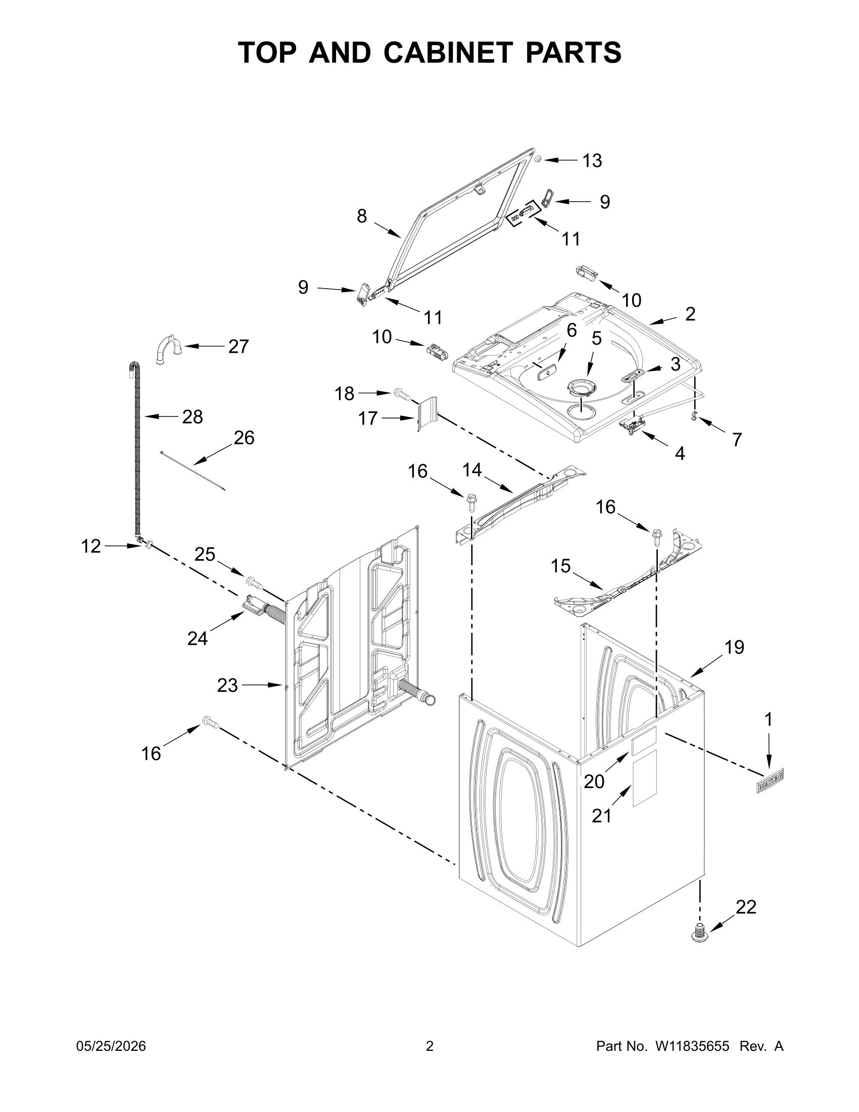 TOP AND CABINET PARTS