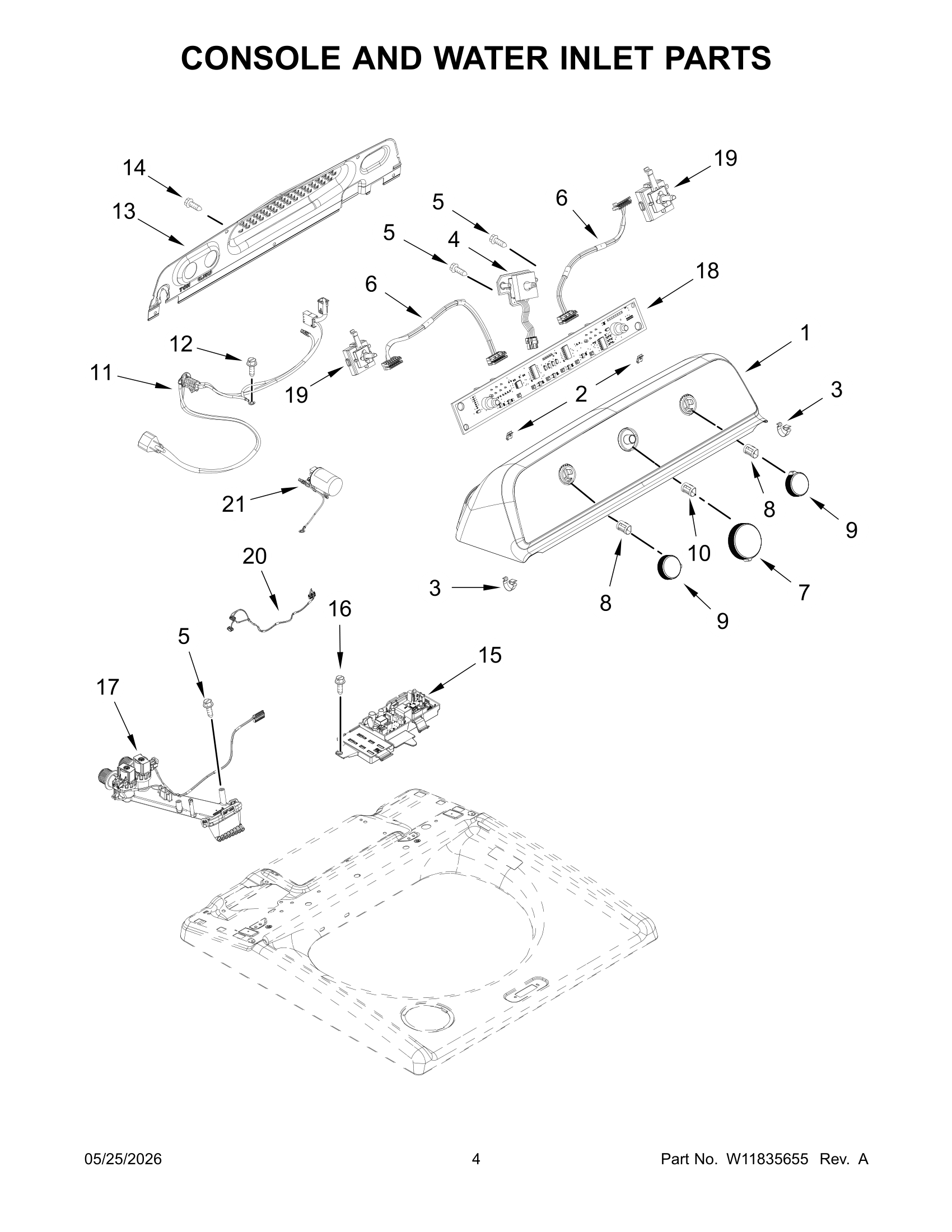CONSOLE AND WATER INLET PARTS