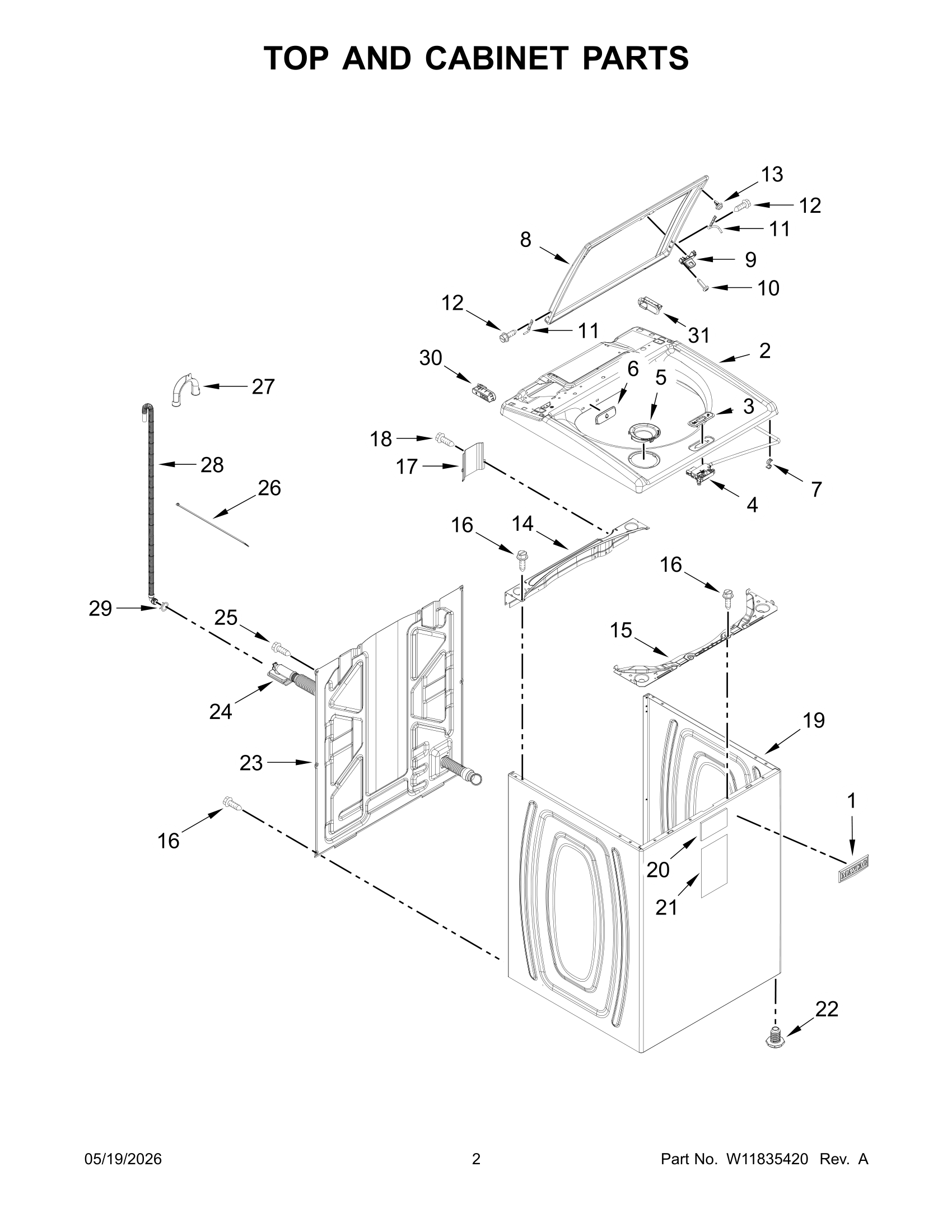TOP AND CABINET PARTS
