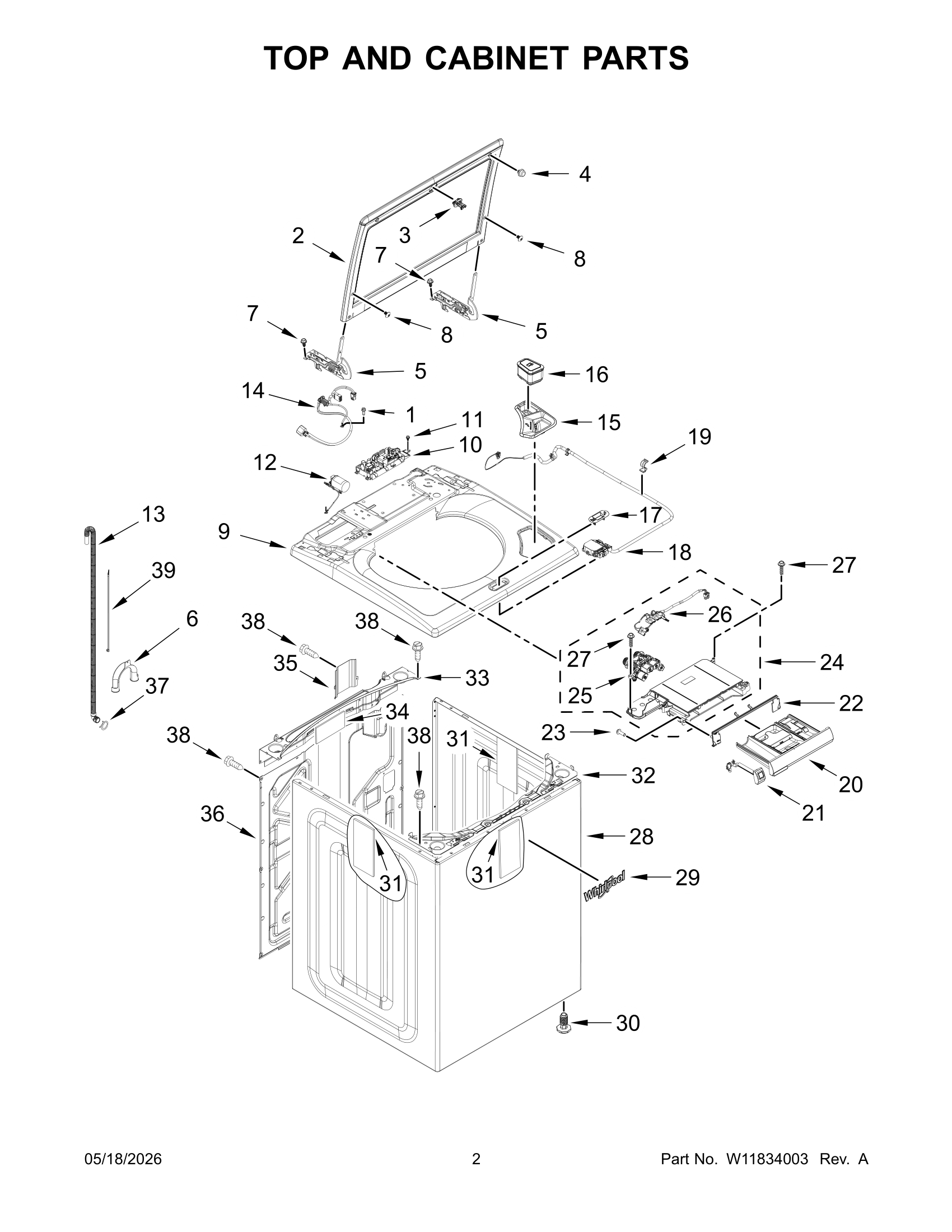 TOP AND CABINET PARTS