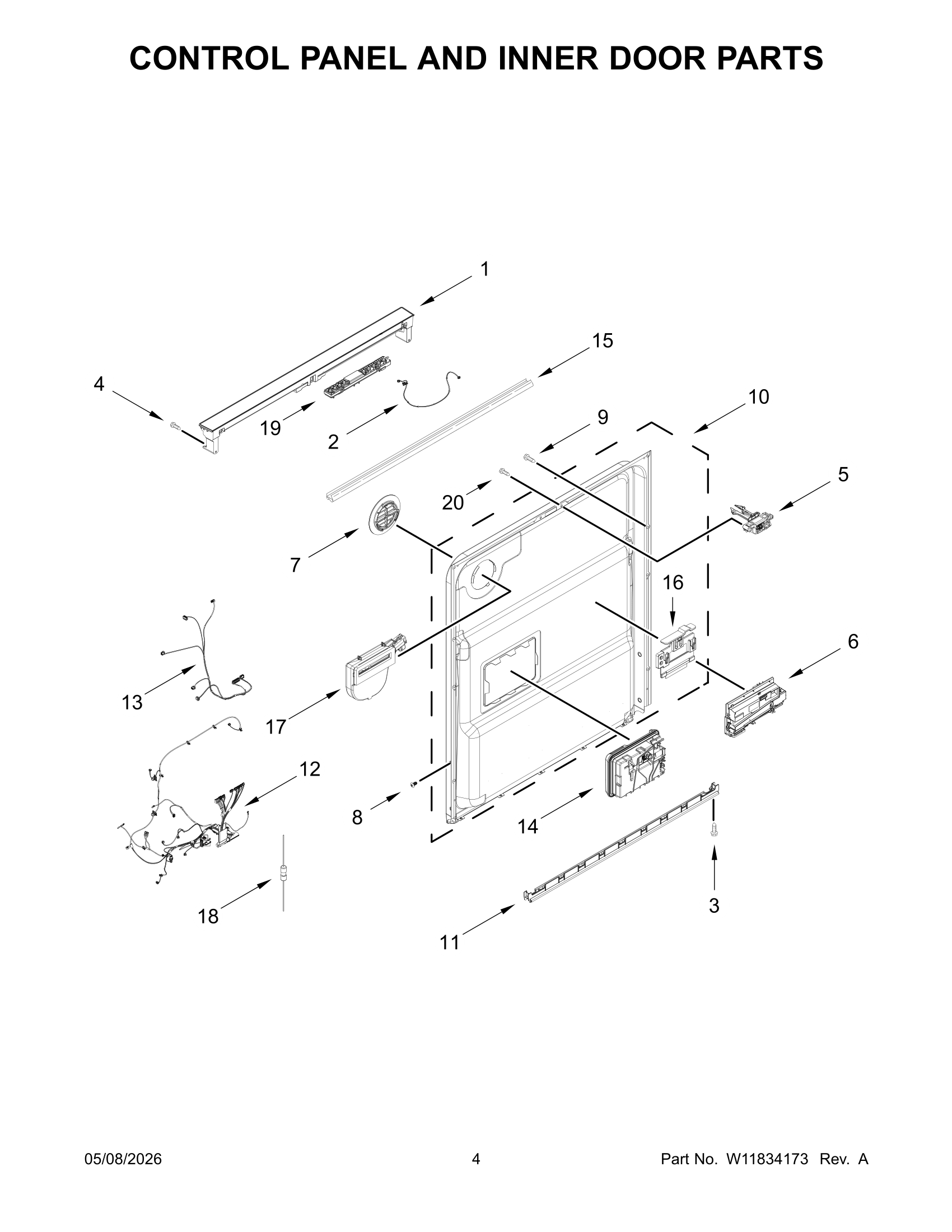 CONTROL PANEL AND INNER DOOR PARTS