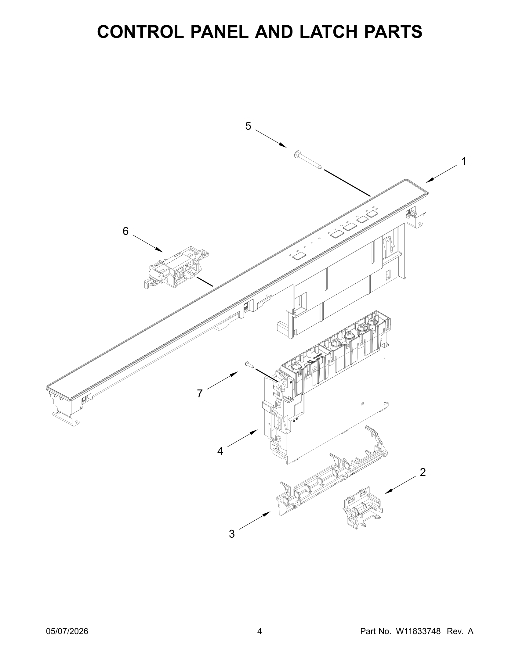 CONTROL PANEL AND LATCH PARTS
