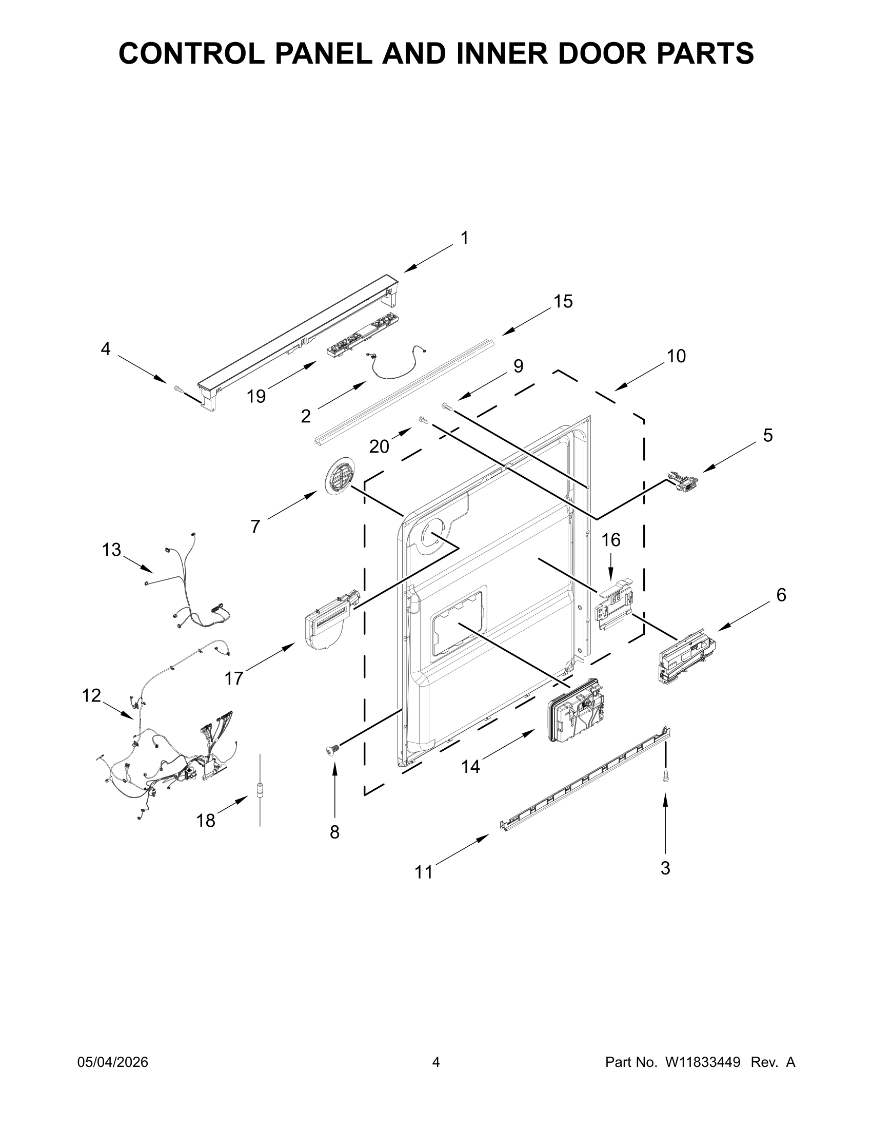 CONTROL PANEL AND INNER DOOR PARTS