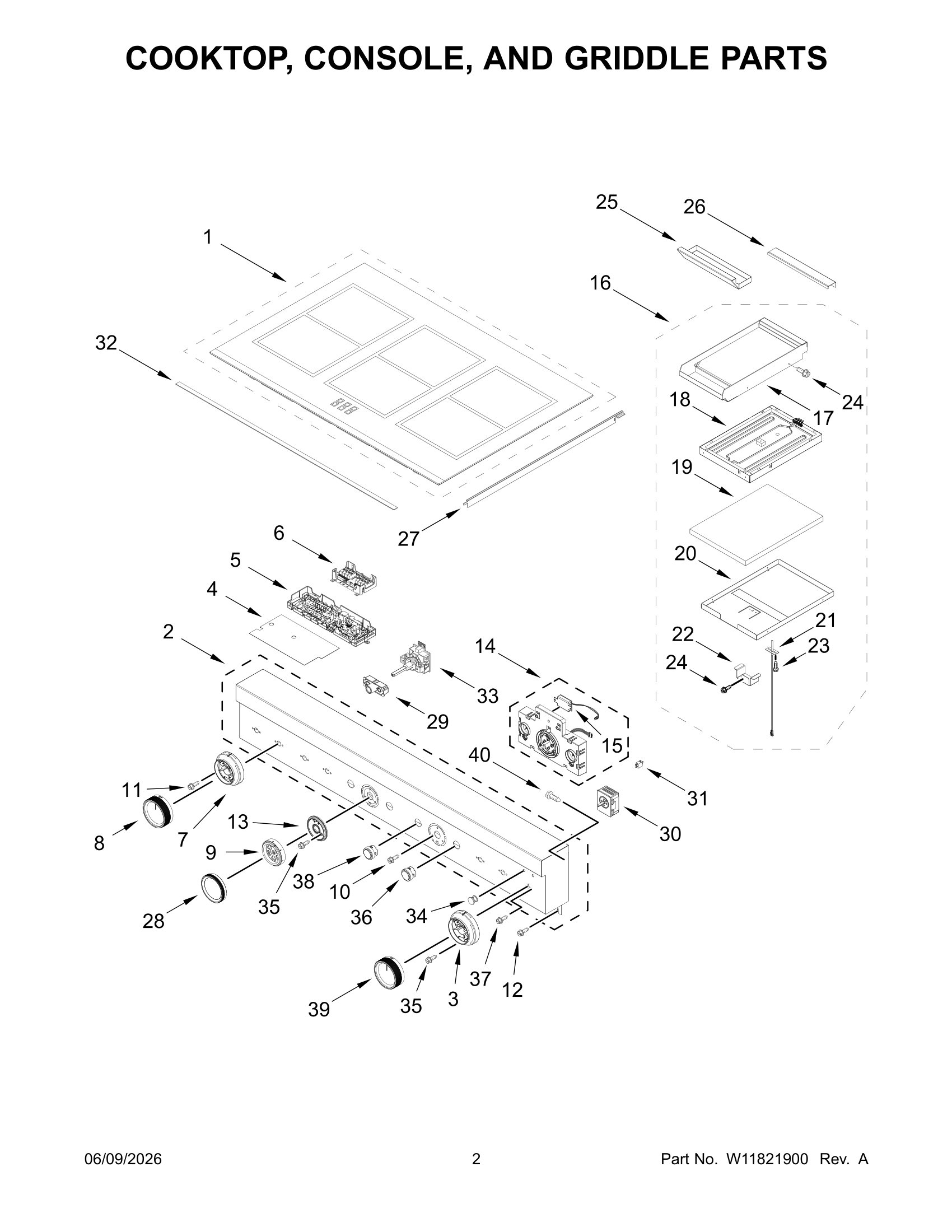 COOKTOP, CONSOLE, AND GRIDDLE PARTS