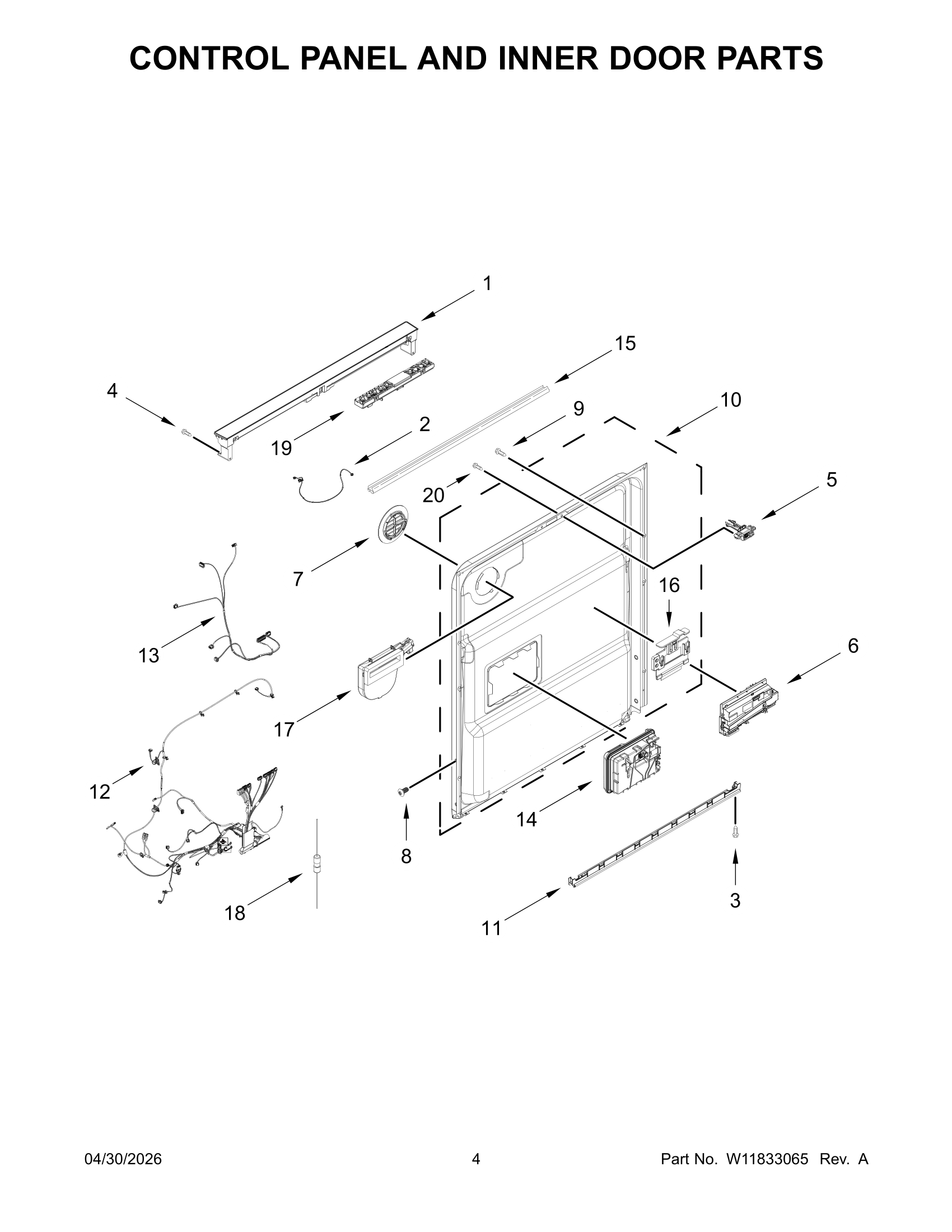 CONTROL PANEL AND INNER DOOR PARTS
