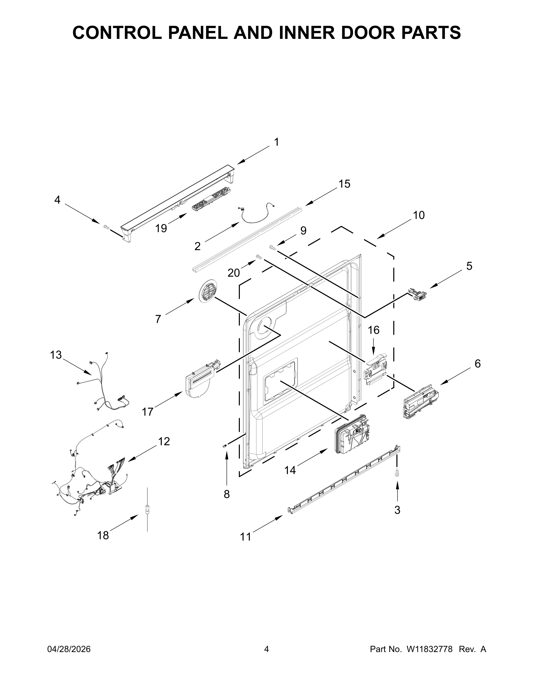 CONTROL PANEL AND INNER DOOR PARTS
