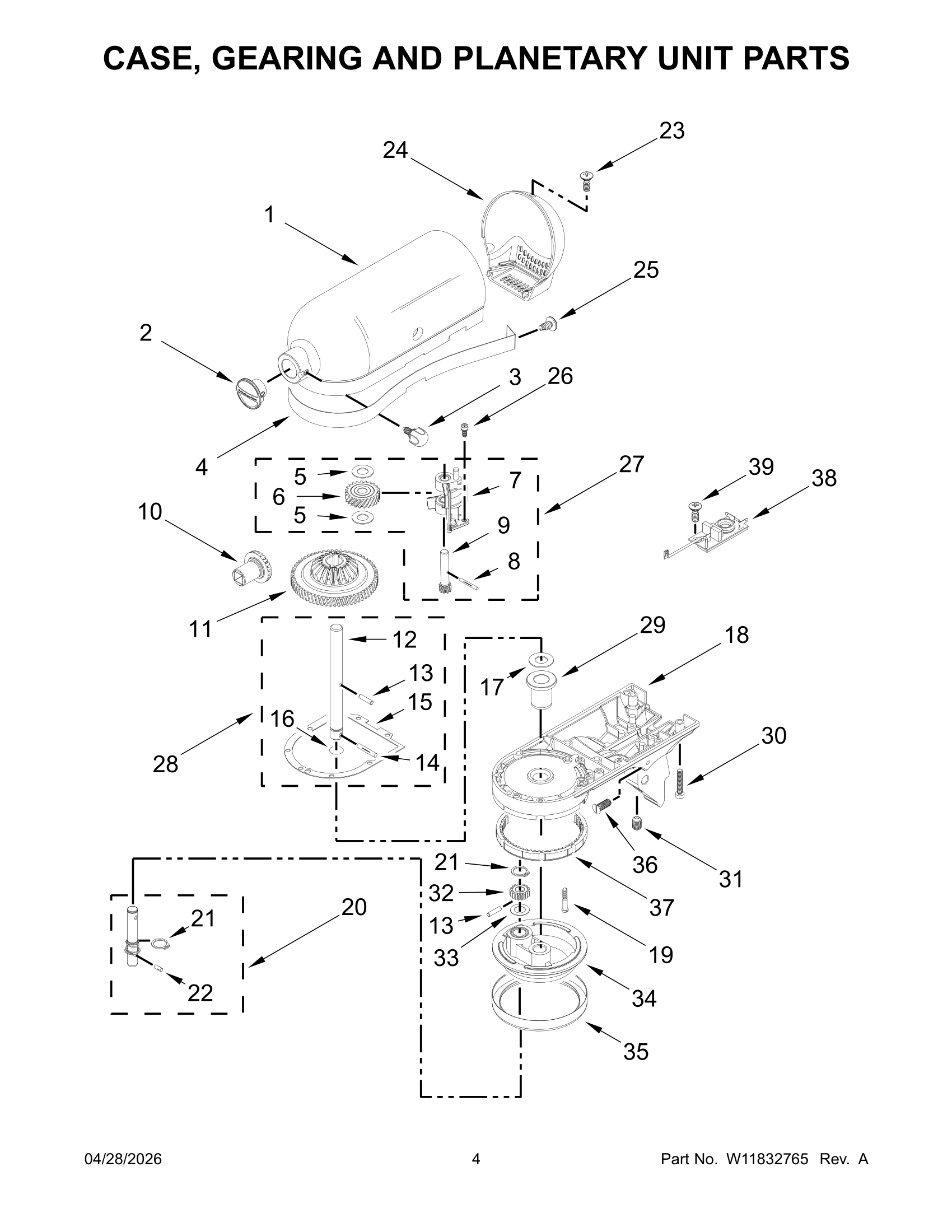 CASE, GEARING AND PLANETARY UNIT PARTS