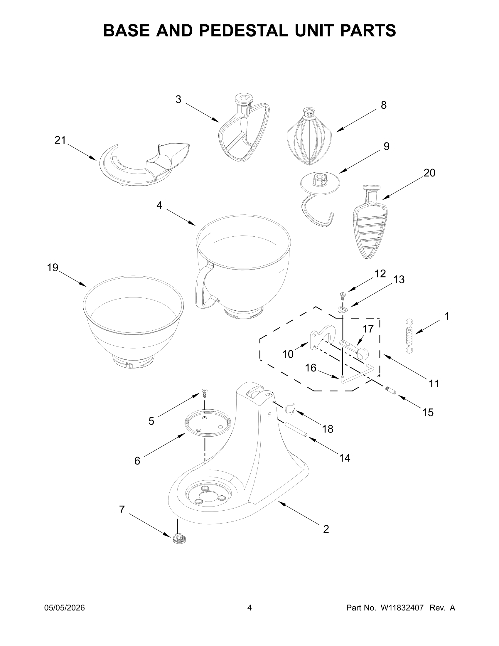 BASE AND PEDESTAL UNIT PARTS