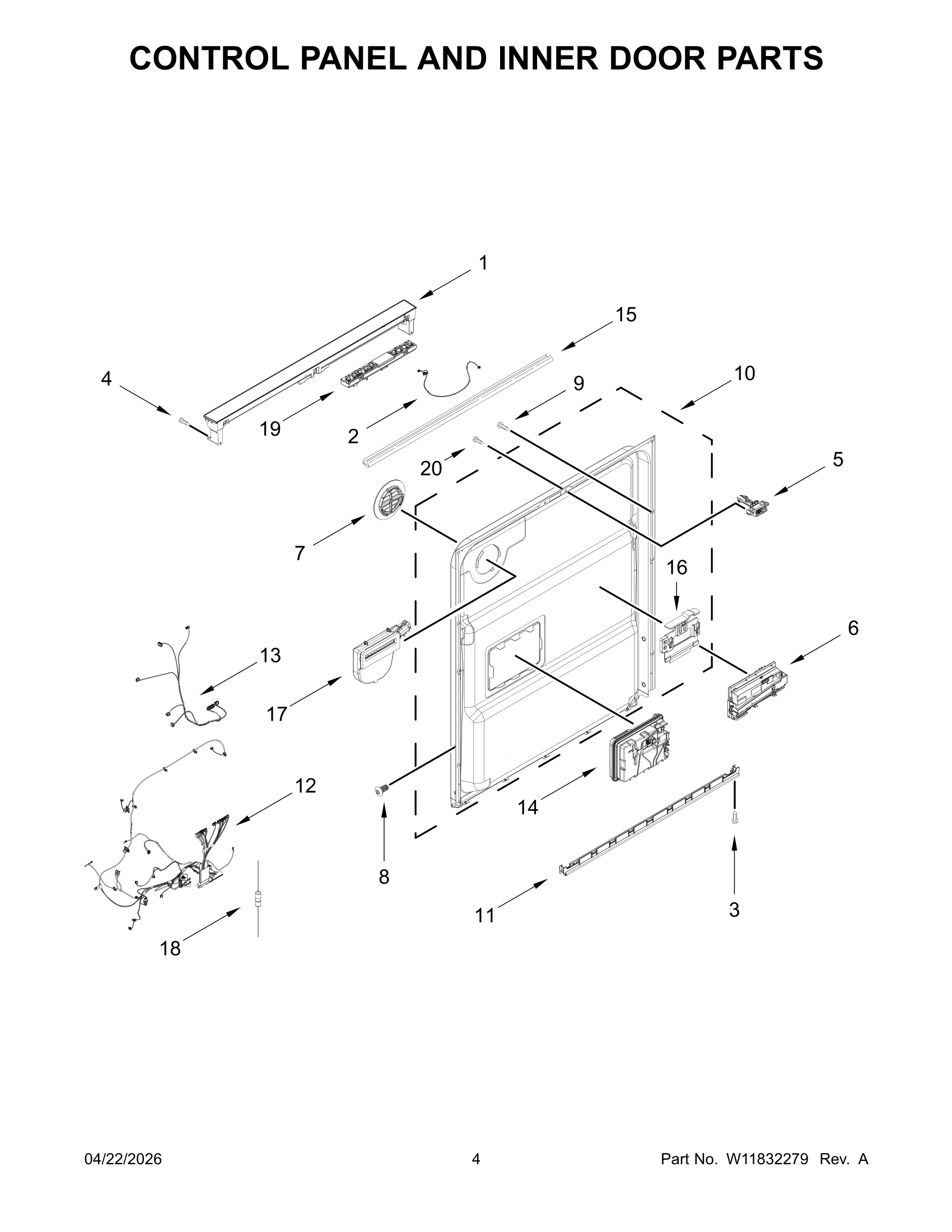 CONTROL PANEL AND INNER DOOR PARTS