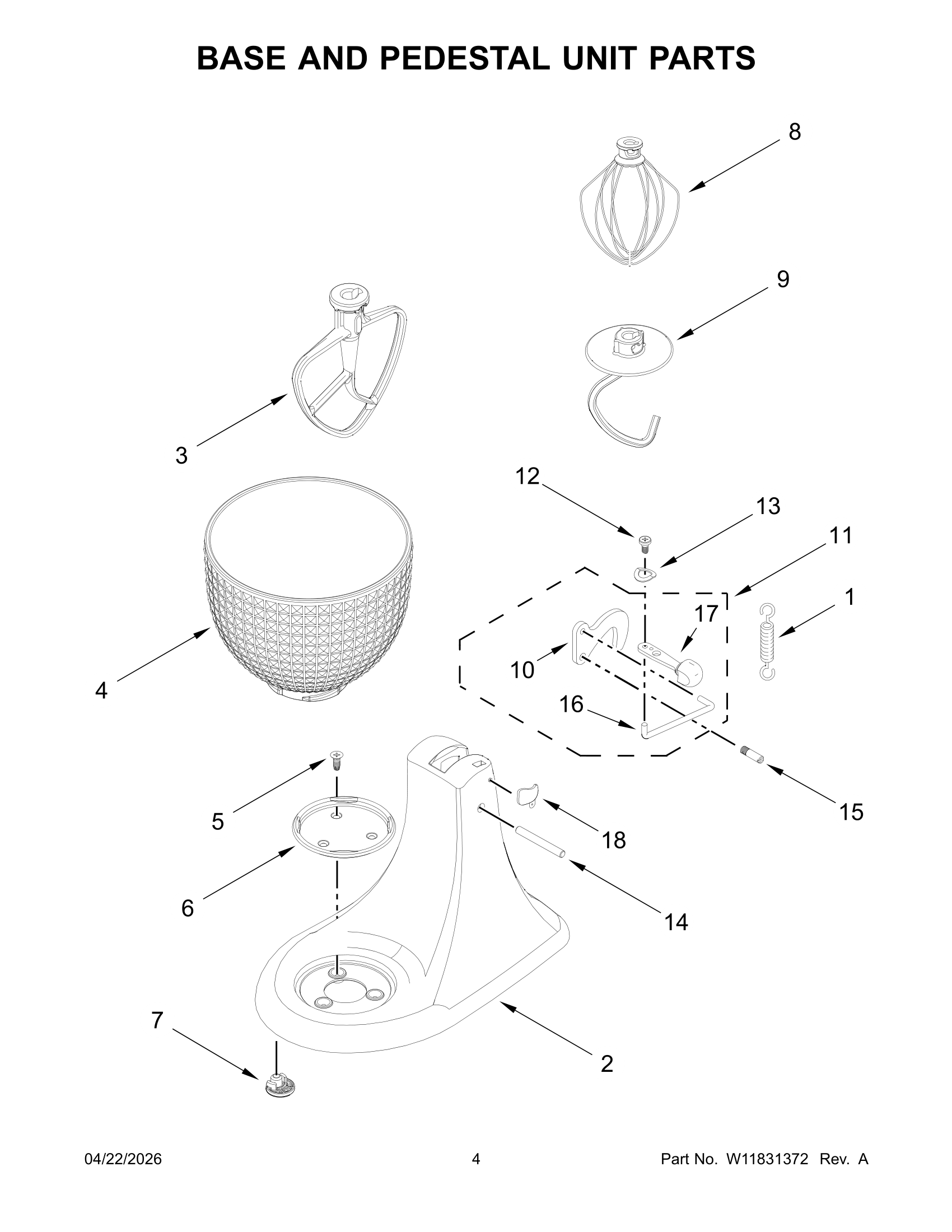 BASE AND PEDESTAL UNIT PARTS