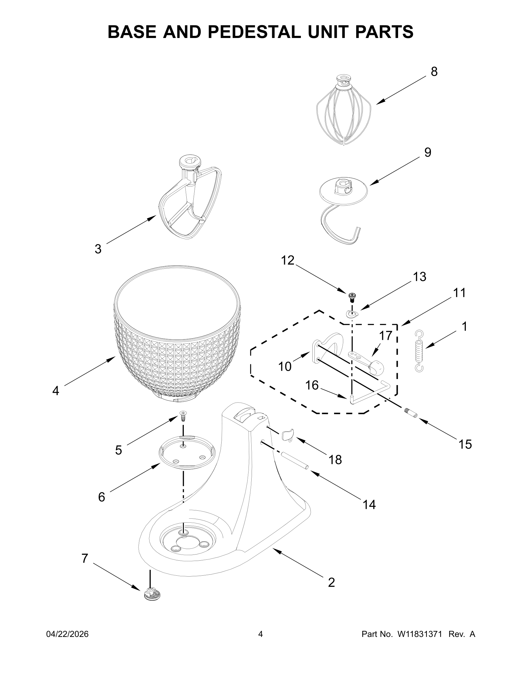 BASE AND PEDESTAL UNIT PARTS