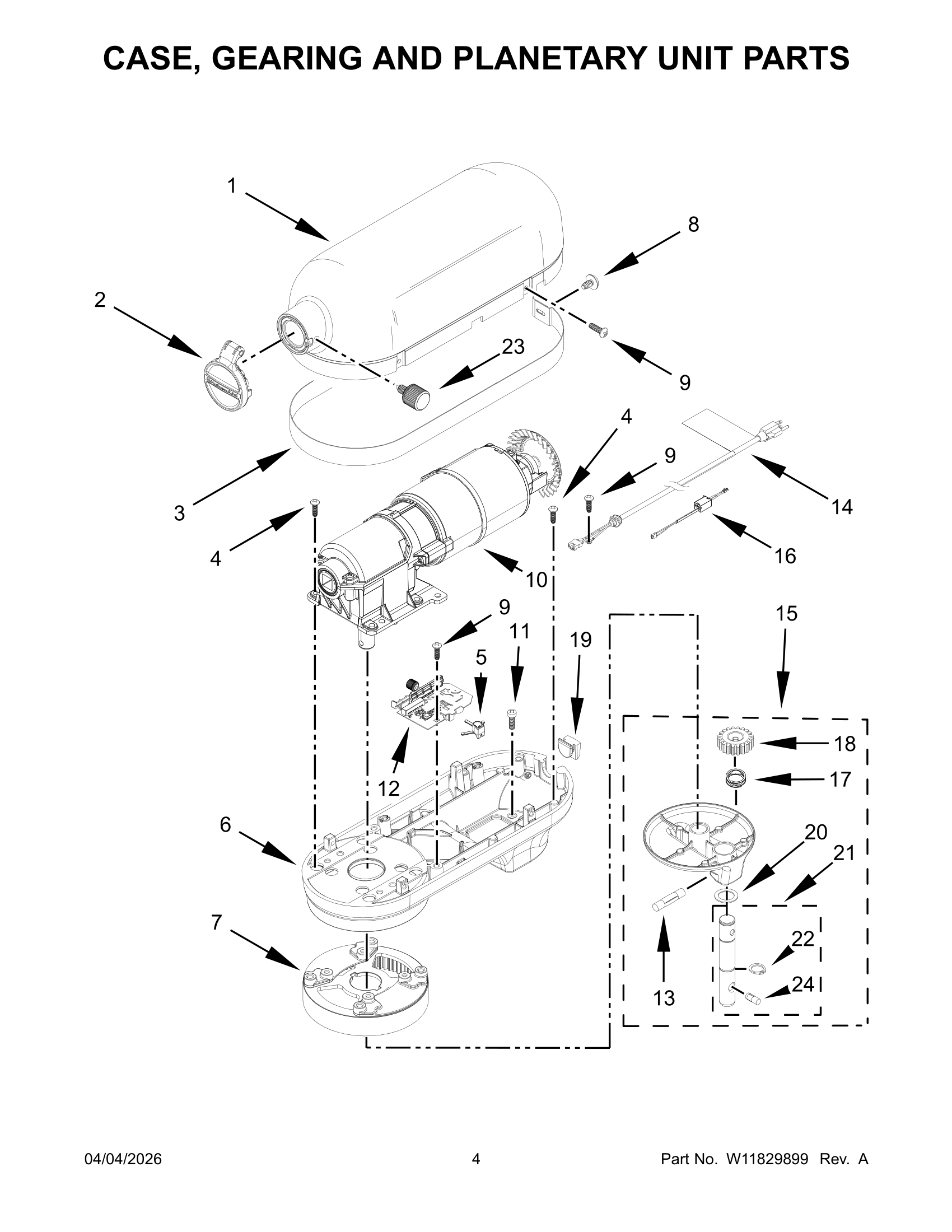 CASE, GEARING AND PLANETARY UNIT PARTS