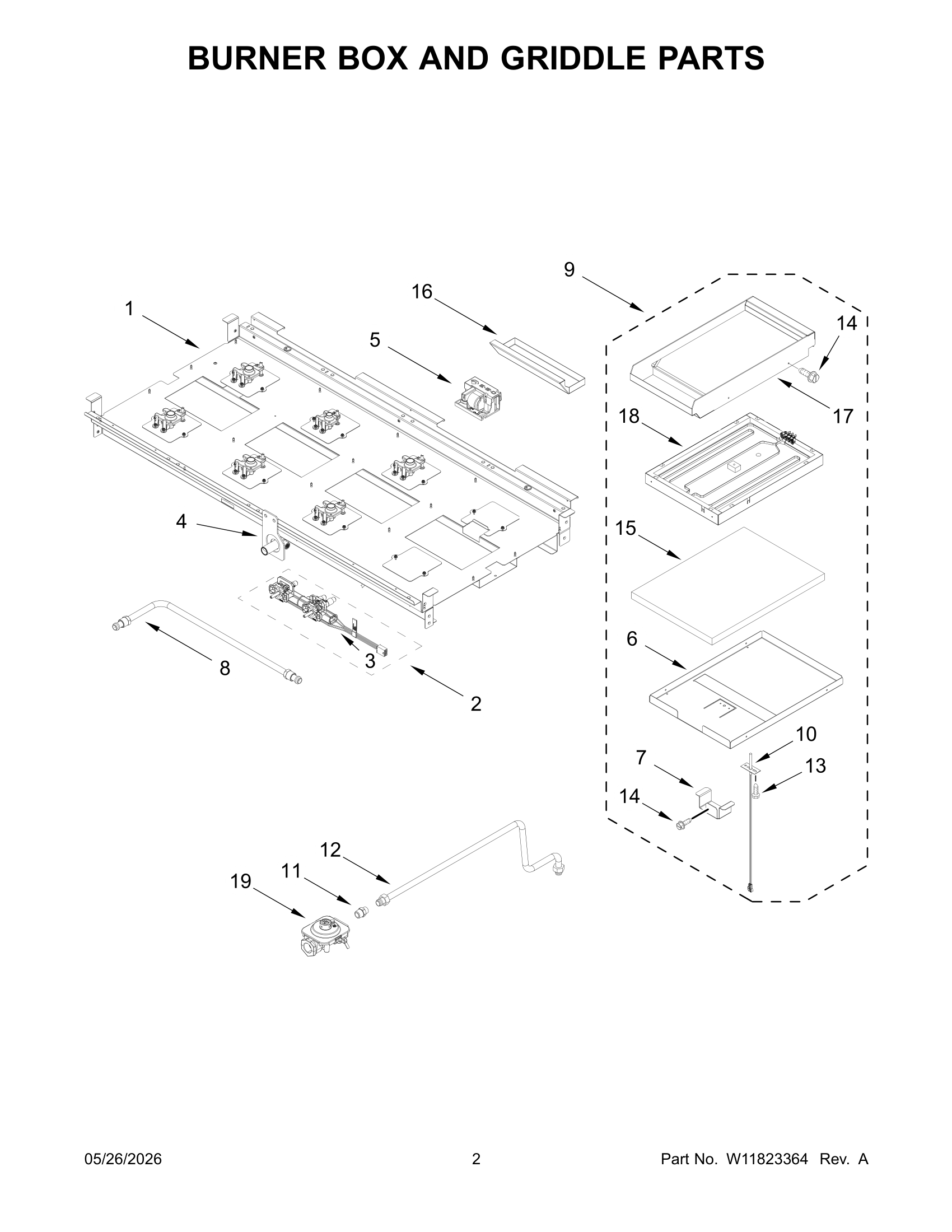 BURNER BOX AND GRIDDLE PARTS