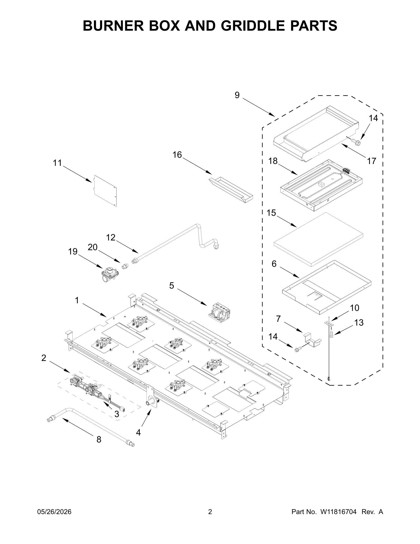 BURNER BOX AND GRIDDLE PARTS