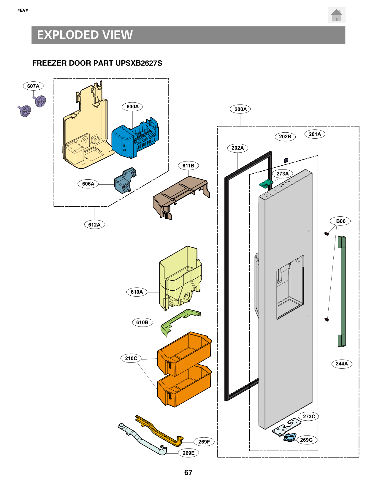 FREEZER DOOR PART UPSXB2627S