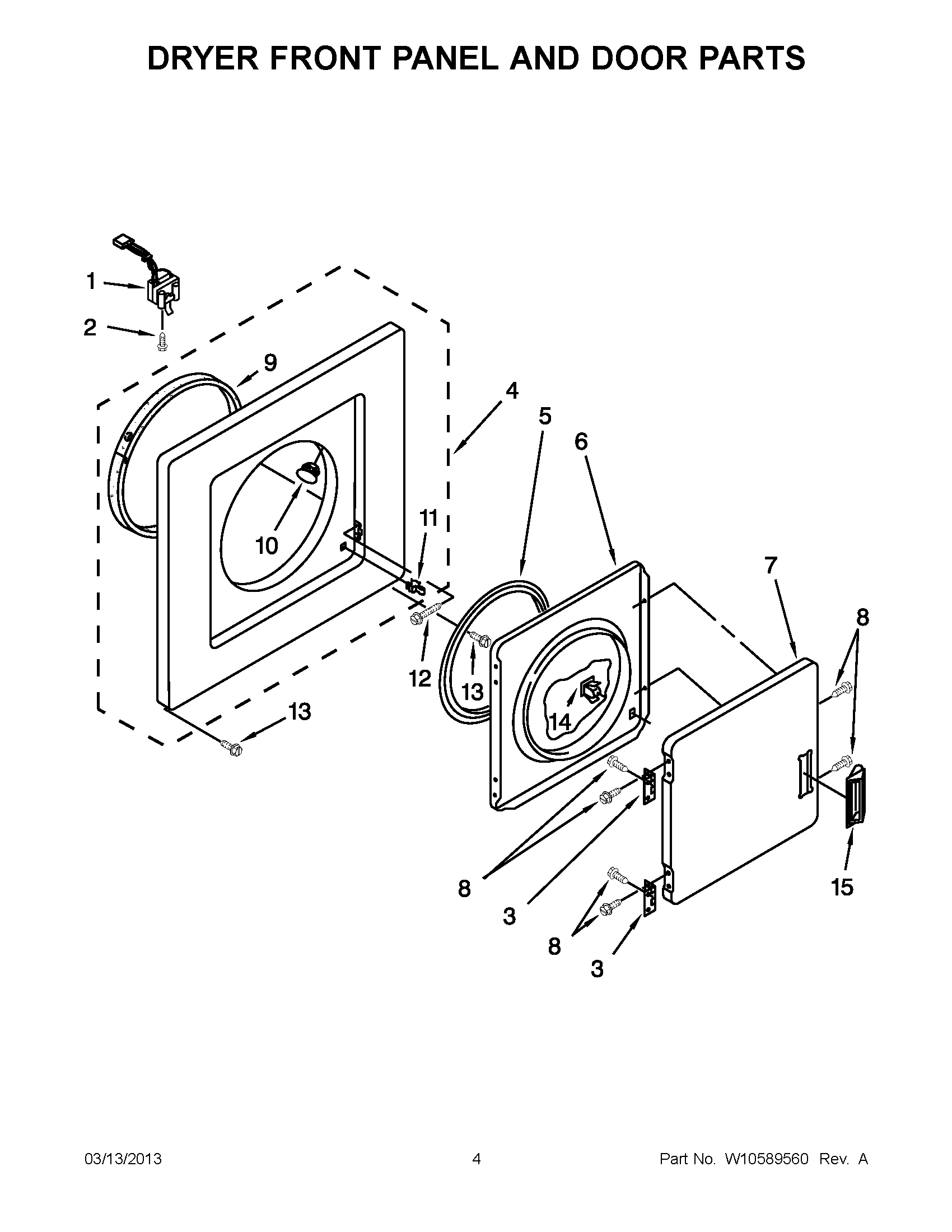 02 - DRYER FRONT PANEL AND DOOR PARTS