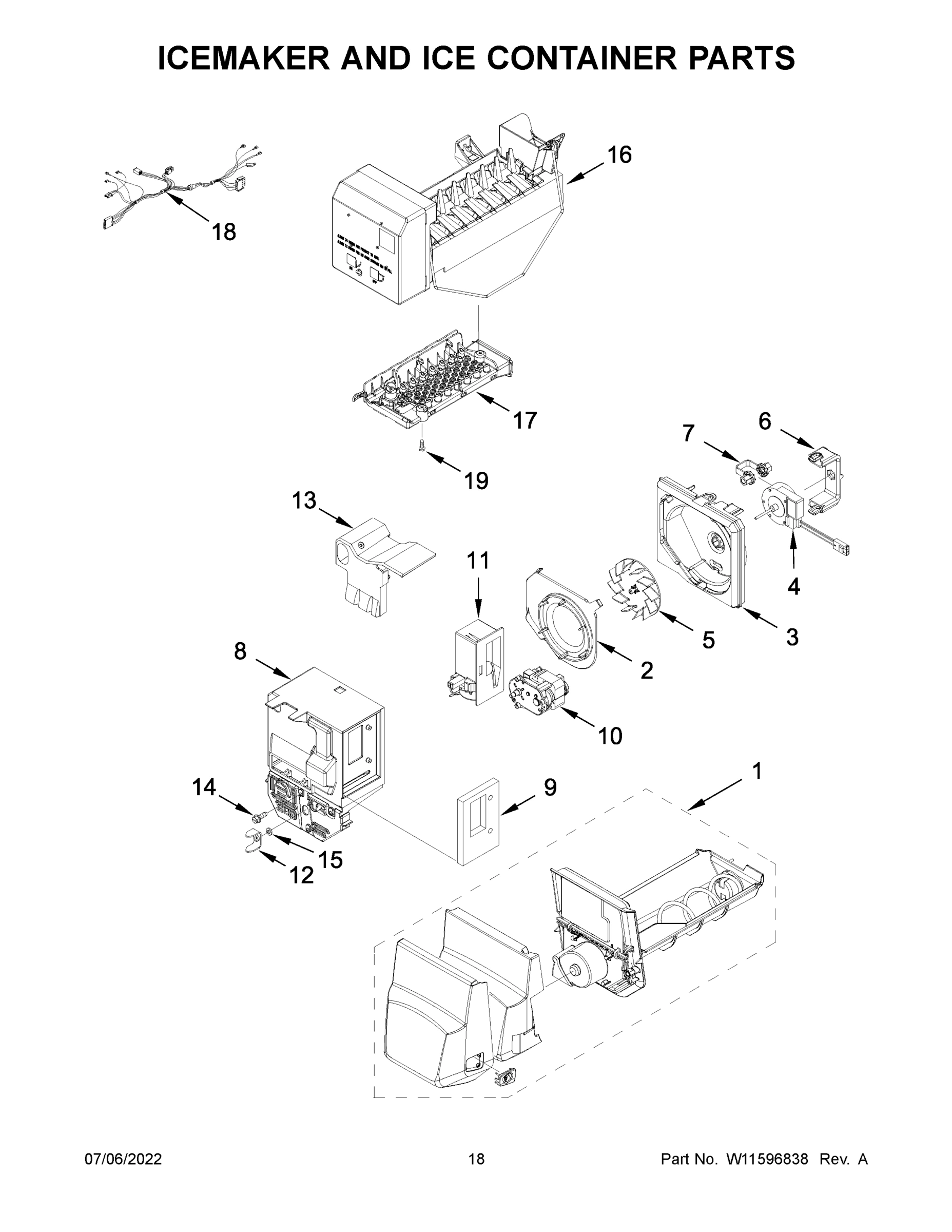 10 - ICEMAKER AND ICE CONTAINER PARTS