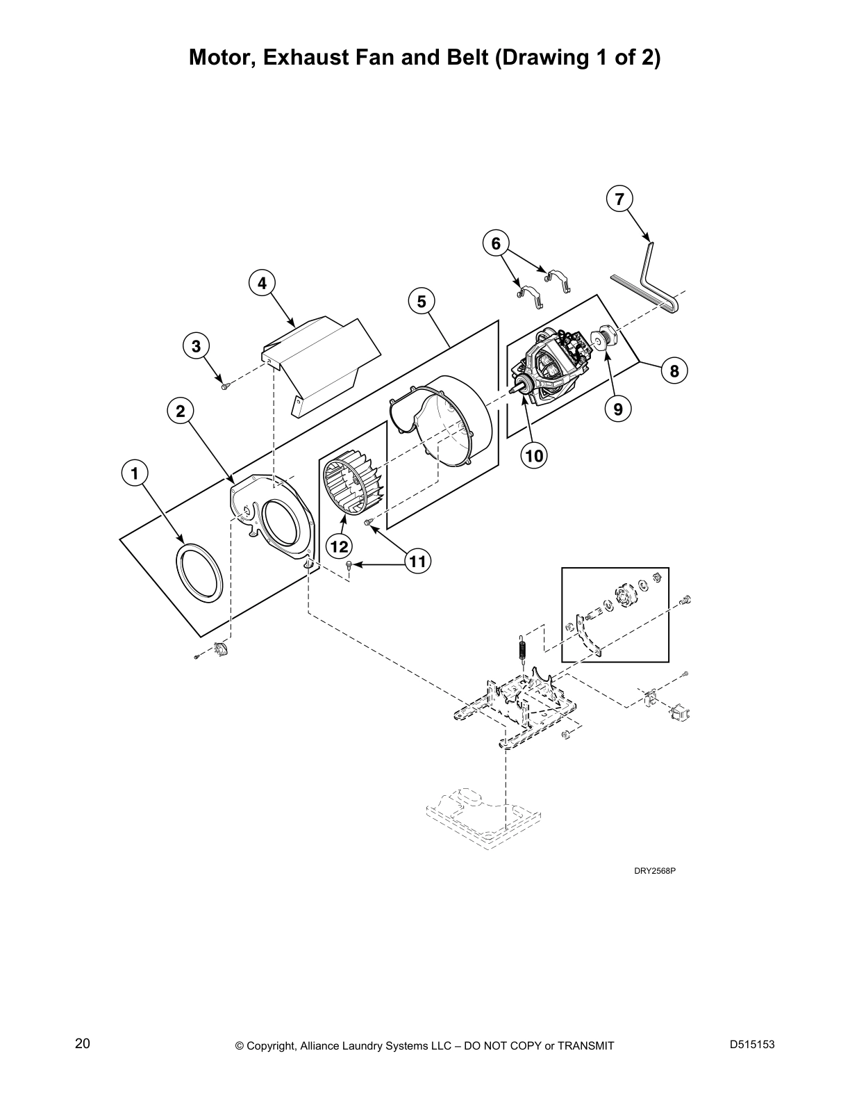 Motor, Exhaust Fan and Belt (Drawing 1 of 2)