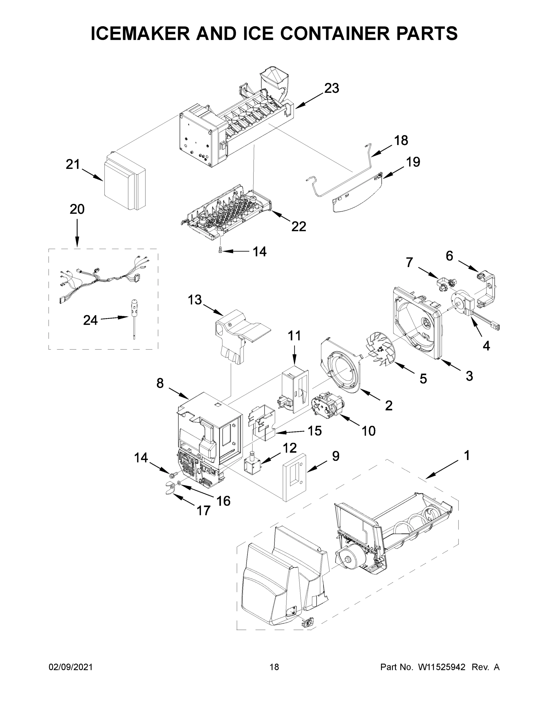 10 - ICEMAKER AND ICE CONTAINER PARTS