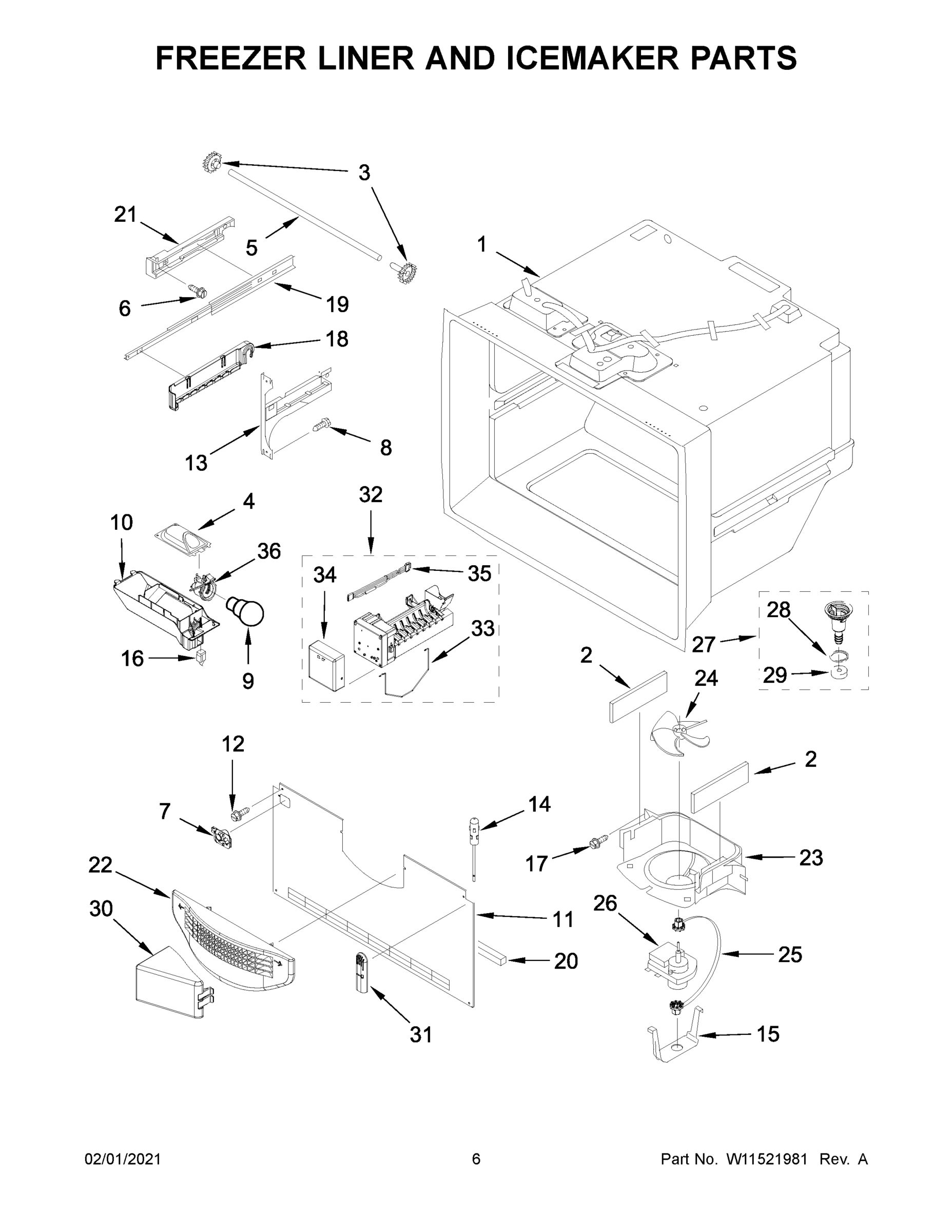 04 - FREEZER LINER AND ICEMAKER PARTS