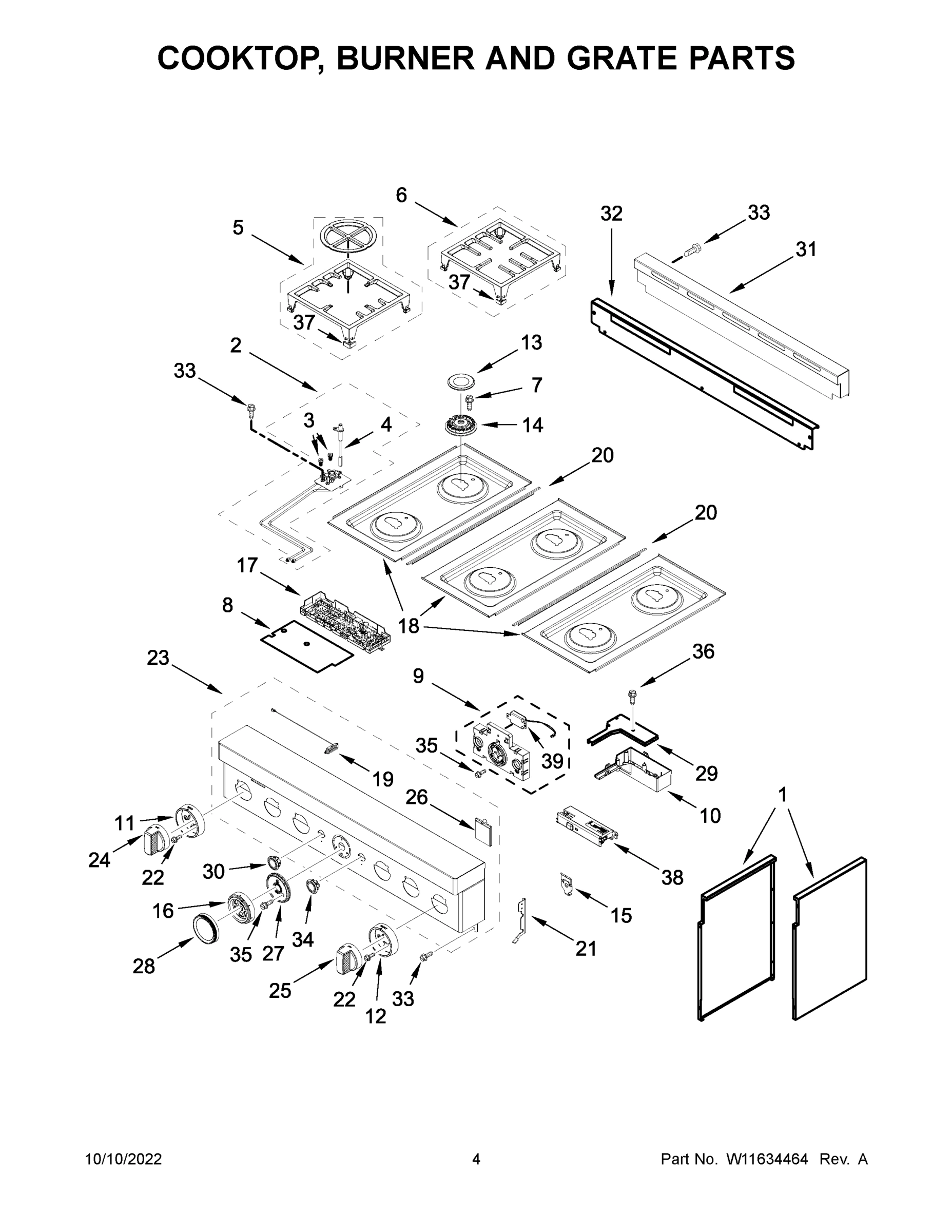 03 - COOKTOP, BURNER AND GRATE PARTS