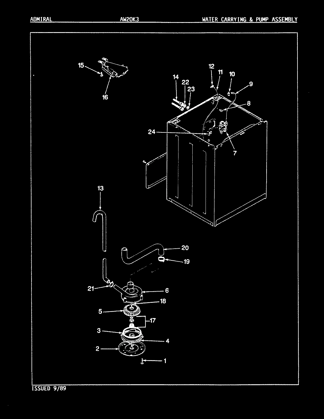 15 - WATER CARRYING & PUMP ASSY. (REV. E-J)