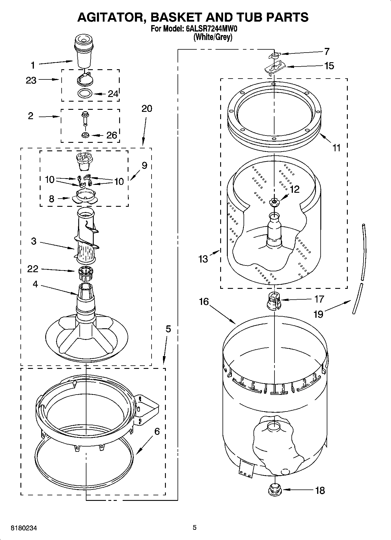 03 - AGITATOR, BASKET AND TUB PARTS
