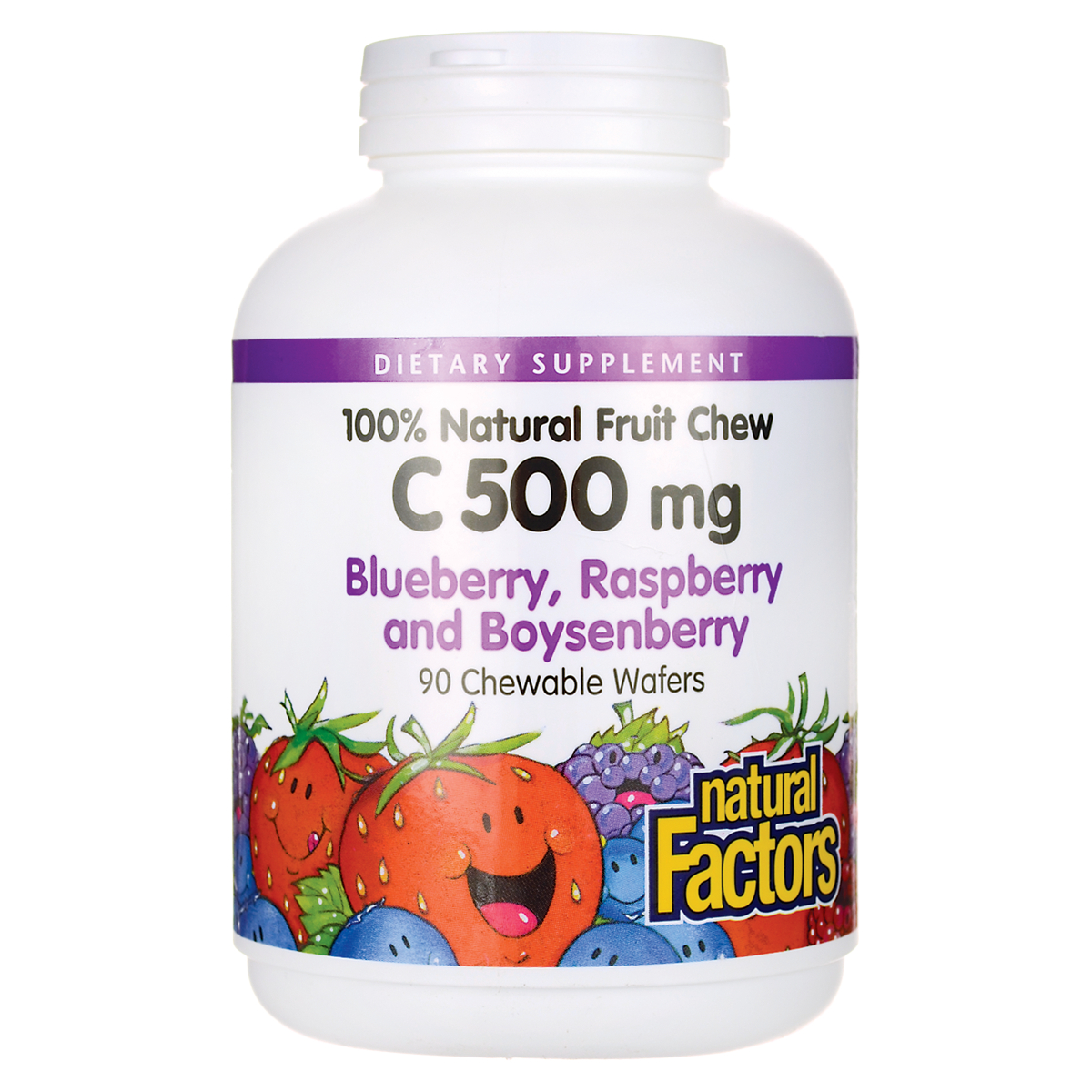 Natural Factors Chewable Vitamin C - Blueberry, Raspberry & Boysenberry | 500 mg | 90 Wafers