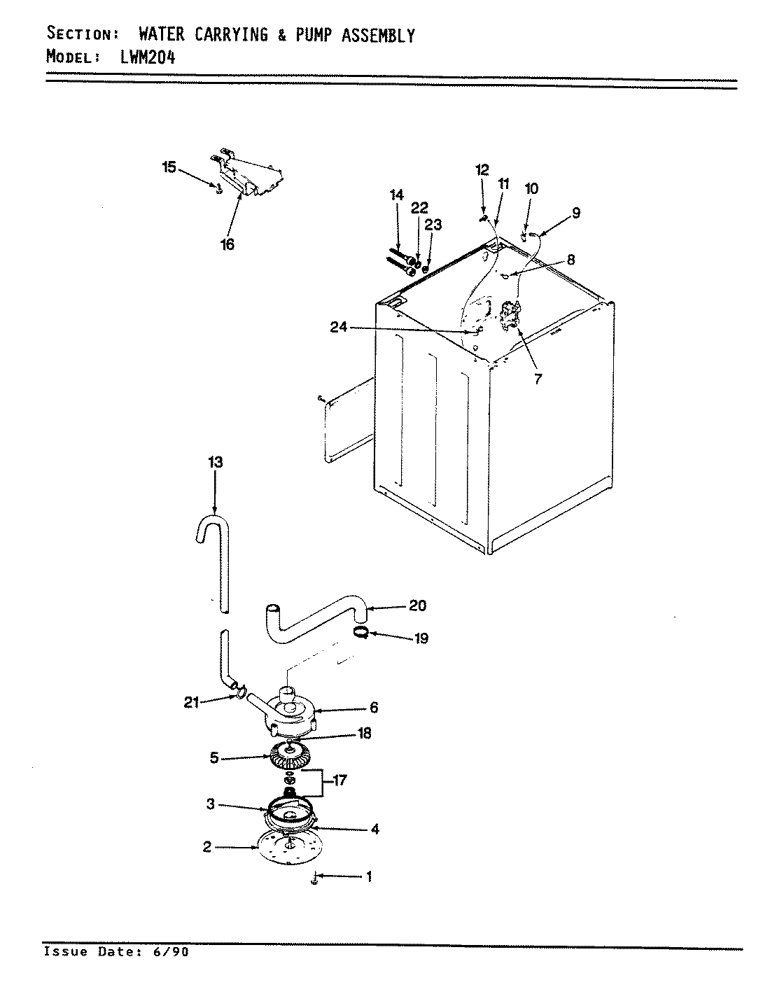 22 - WATER CARRYING & PUMP ASSY. (REV. E-F)