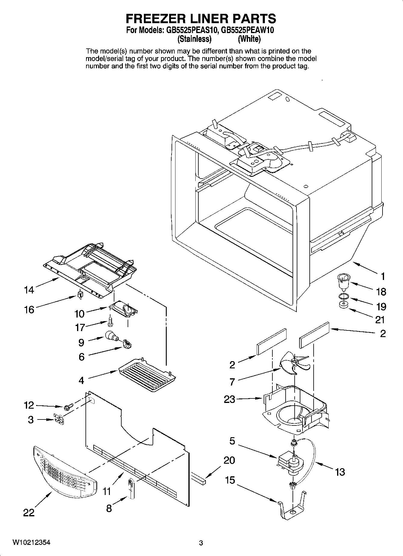 02 - FREEZER LINER PARTS