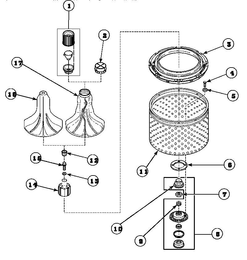 02 - AGITATOR/DRIVE BELL/SEAL KIT/TUB & HUB