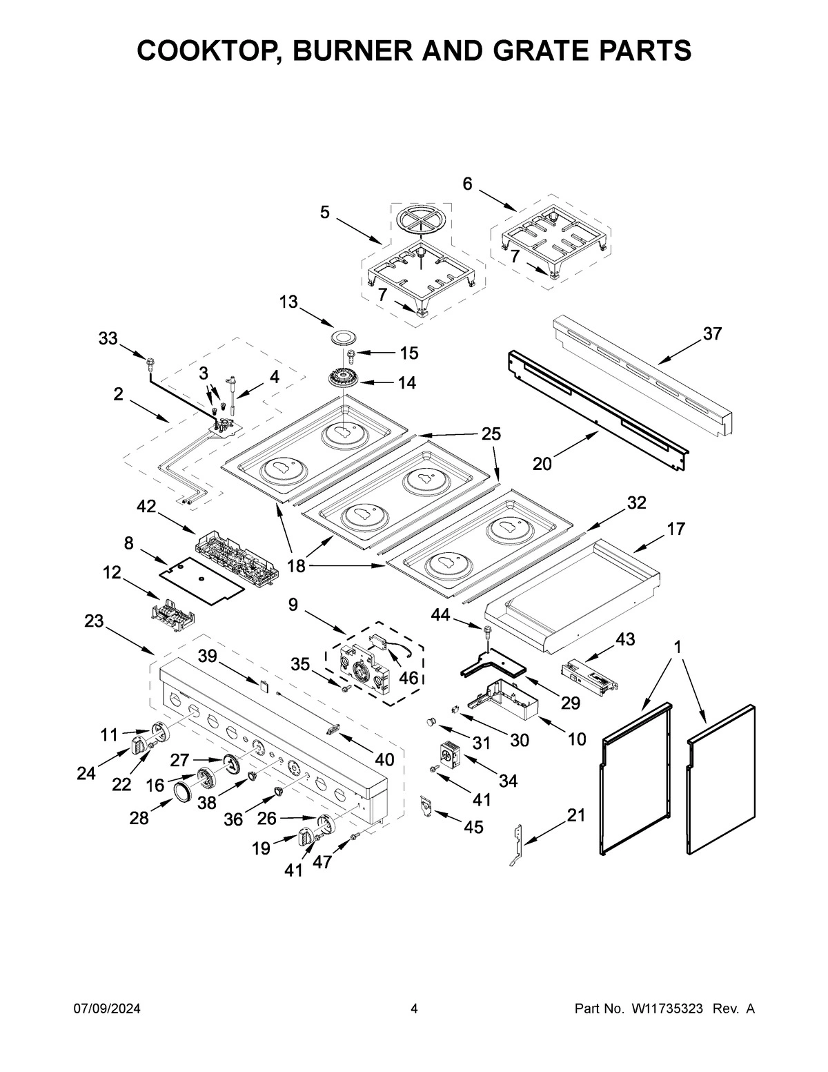 03 - COOKTOP, BURNER AND GRATE PARTS