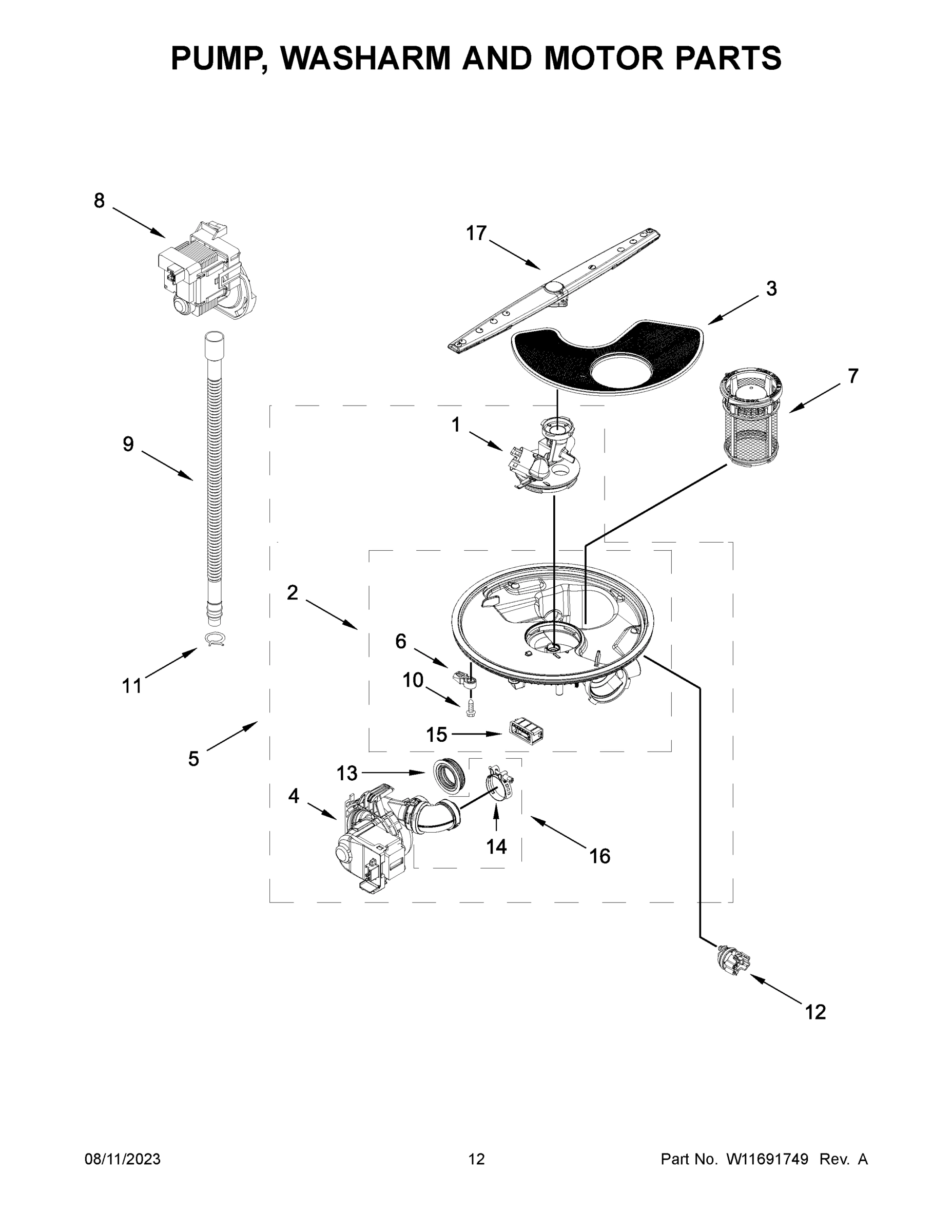 07 - PUMP, WASHARM AND MOTOR PARTS