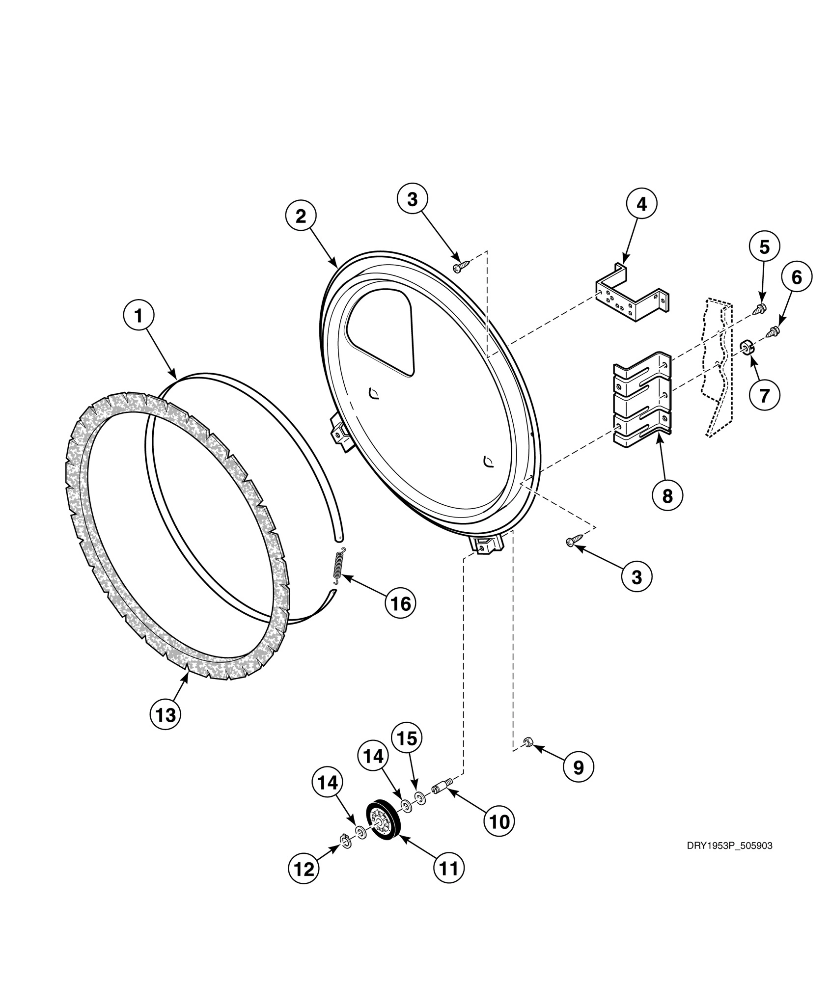 Rear Bulkhead, Felt Seal and Cylinder Roller