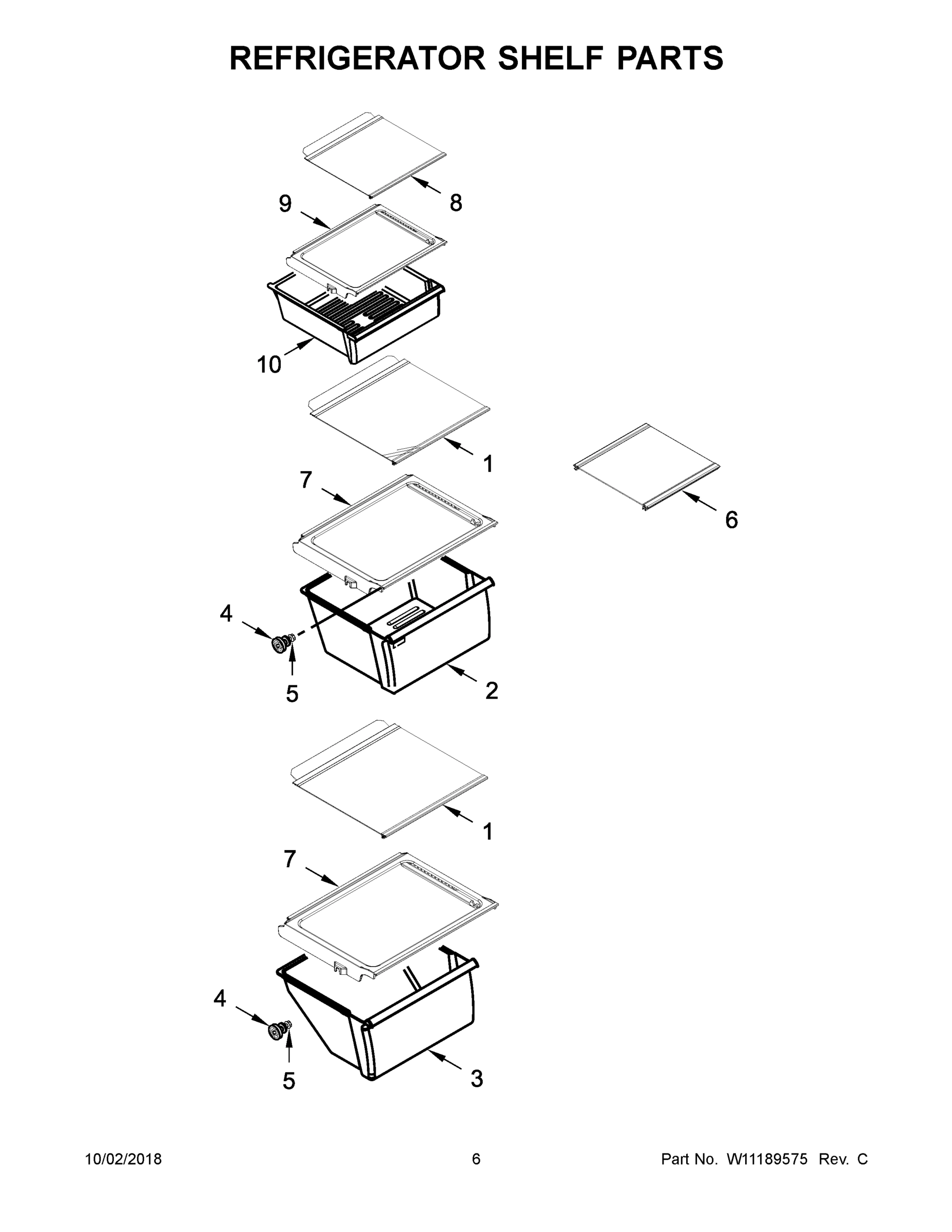 04 - REFRIGERATOR SHELF PARTS
