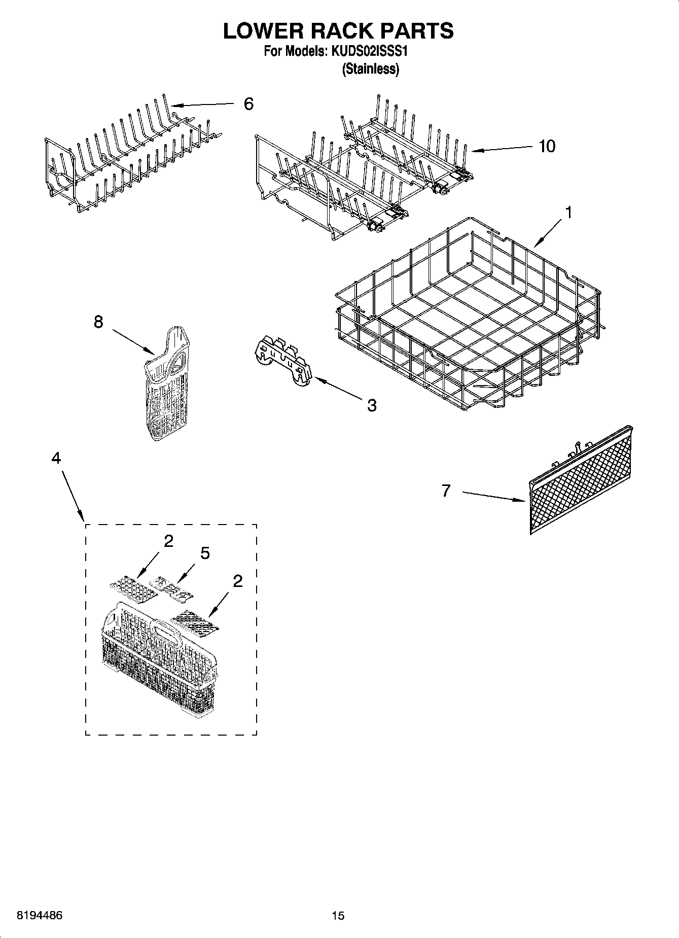 12 - LOWER RACK PARTS, OPTIONAL PARTS (NOT INCLUDED)