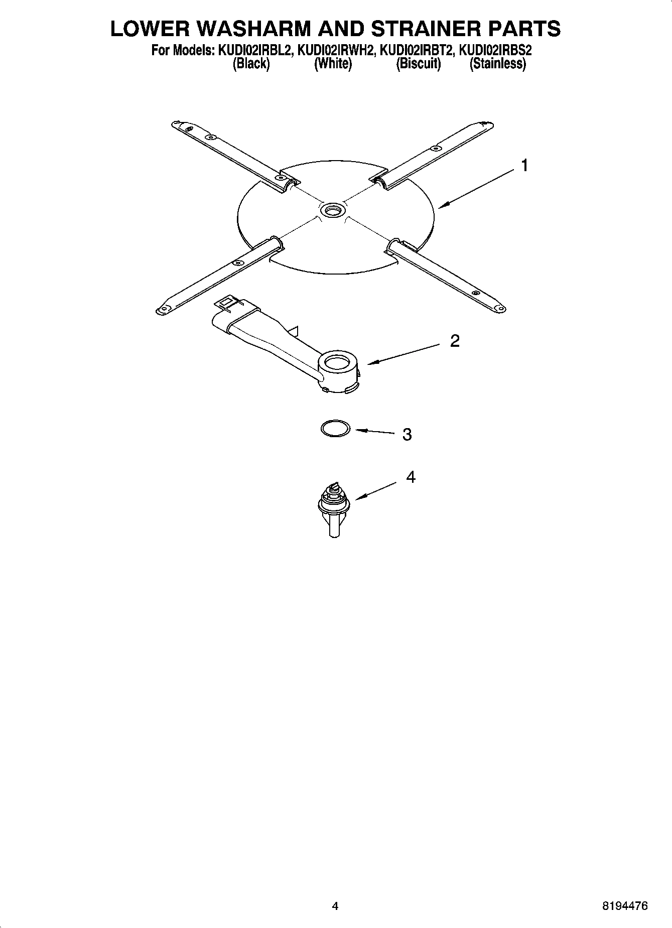 04 - LOWER WASHARM AND STRAINER PARTS
