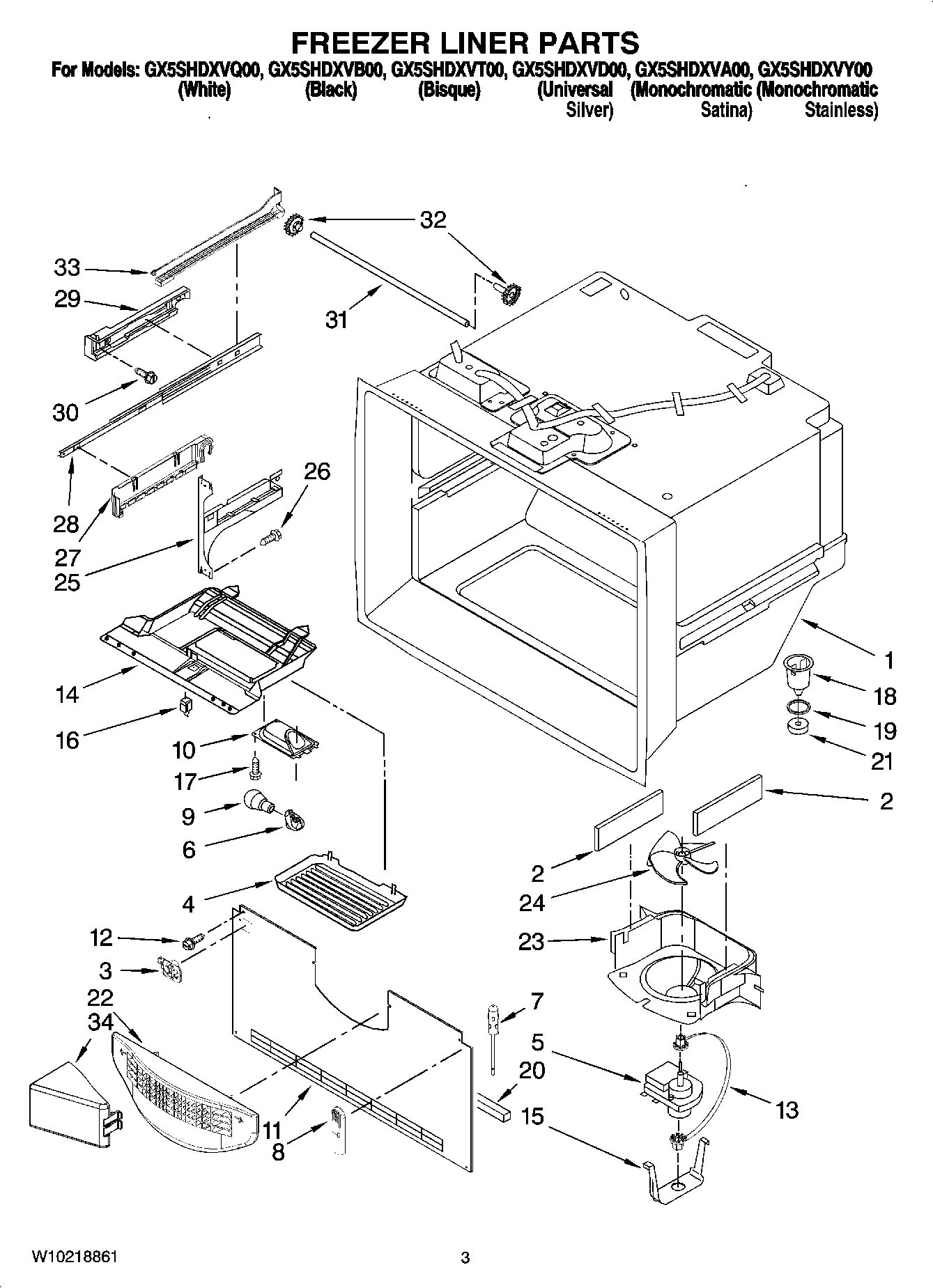 02 - FREEZER LINER PARTS