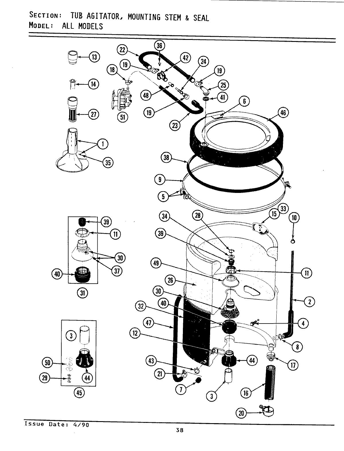 09 - TUB, AGITATOR, MOUNTING STEM & SEAL