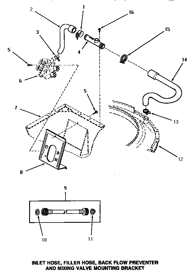 11 - INLET/FILL HOSE/BACK FL PREVENTER & BRKT
