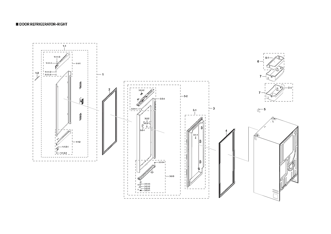 RIGHT REFRIGERATOR DOOR PARTS