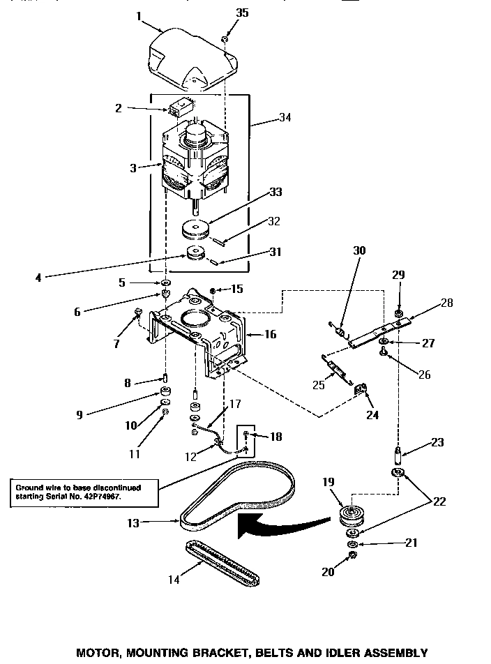 13 - MOTOR, MTG BRACKET, BELTS & IDLER ASSY