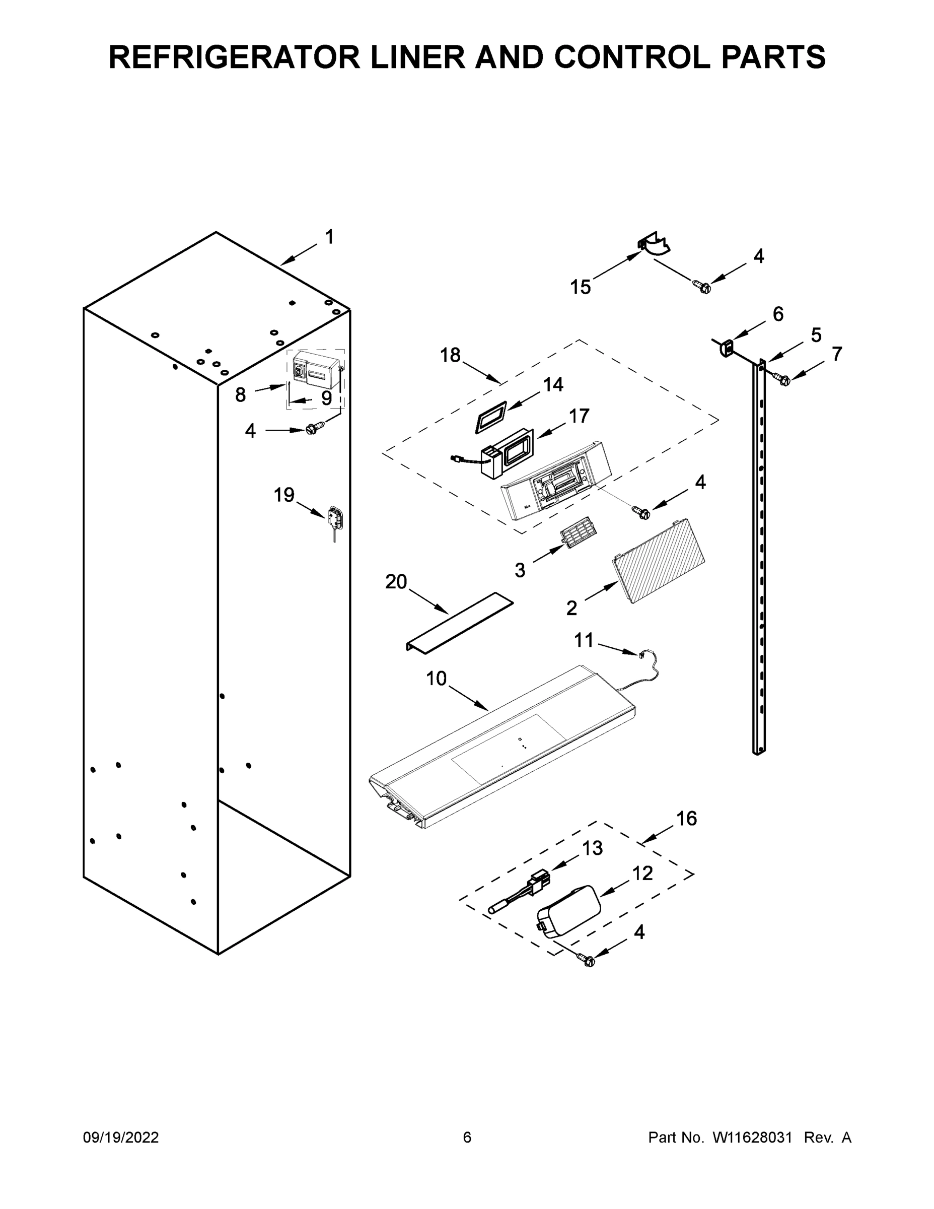 04 - REFRIGERATOR LINER AND CONTROL PARTS